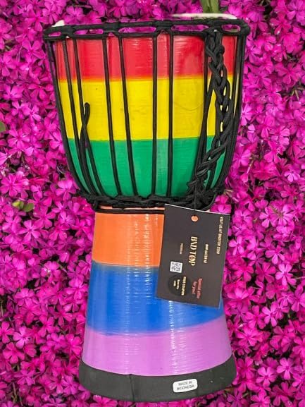 Rainbow Djembe Drum 6"x12" – Handcrafted African Drum for Kids, Preschool Music Education, Classroom Rhythm Instrument Designed in the USA