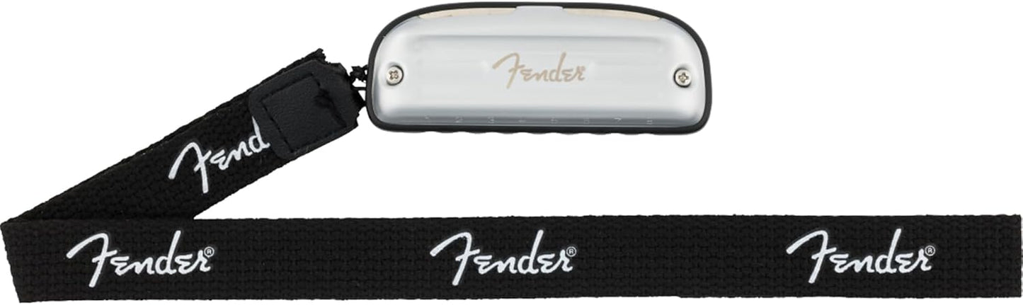 Fender Blues Junior Diatonic 8-Hole Harmonica - Key of A Bundle with Polishing Cloth and Austin Bazaar Instructional Manual