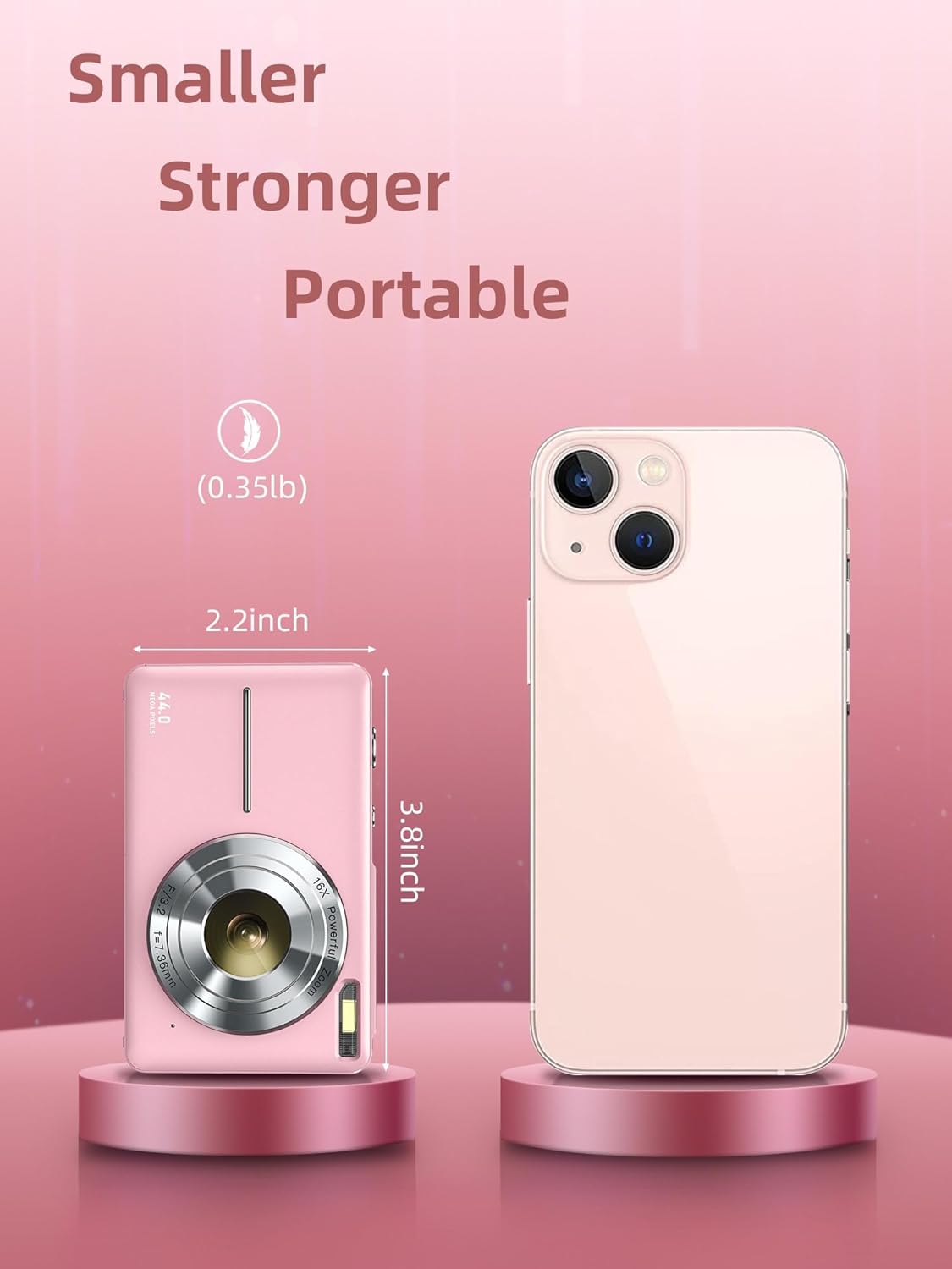Digital Camera, FHD 1080P Digital Point and Shoot Camera with 16X Zoom Anti Shake, Compact Small Camera for Boys Girls Kids