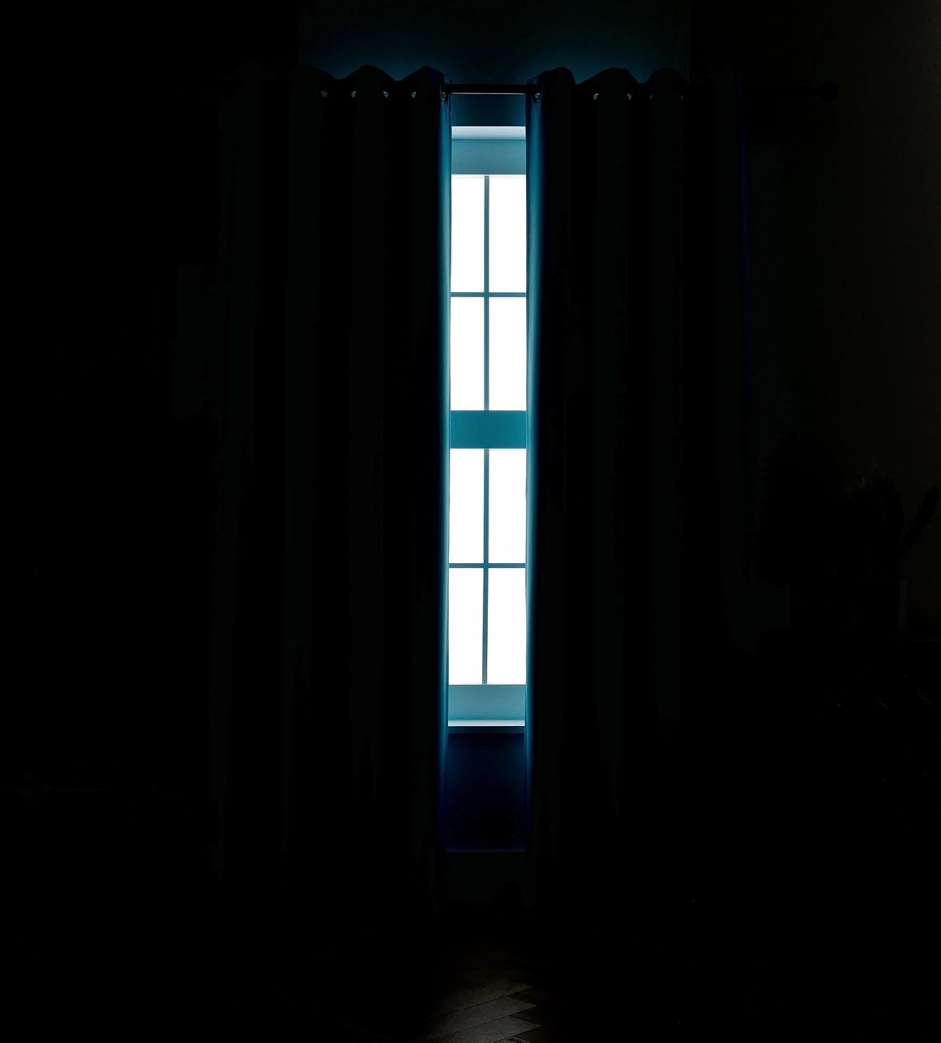 MIUCO Blackout Curtains Room Darkening Curtains Textured Grommet Window Curtains for Living Room 2 Panels 52x84 Inch Long Turquoise