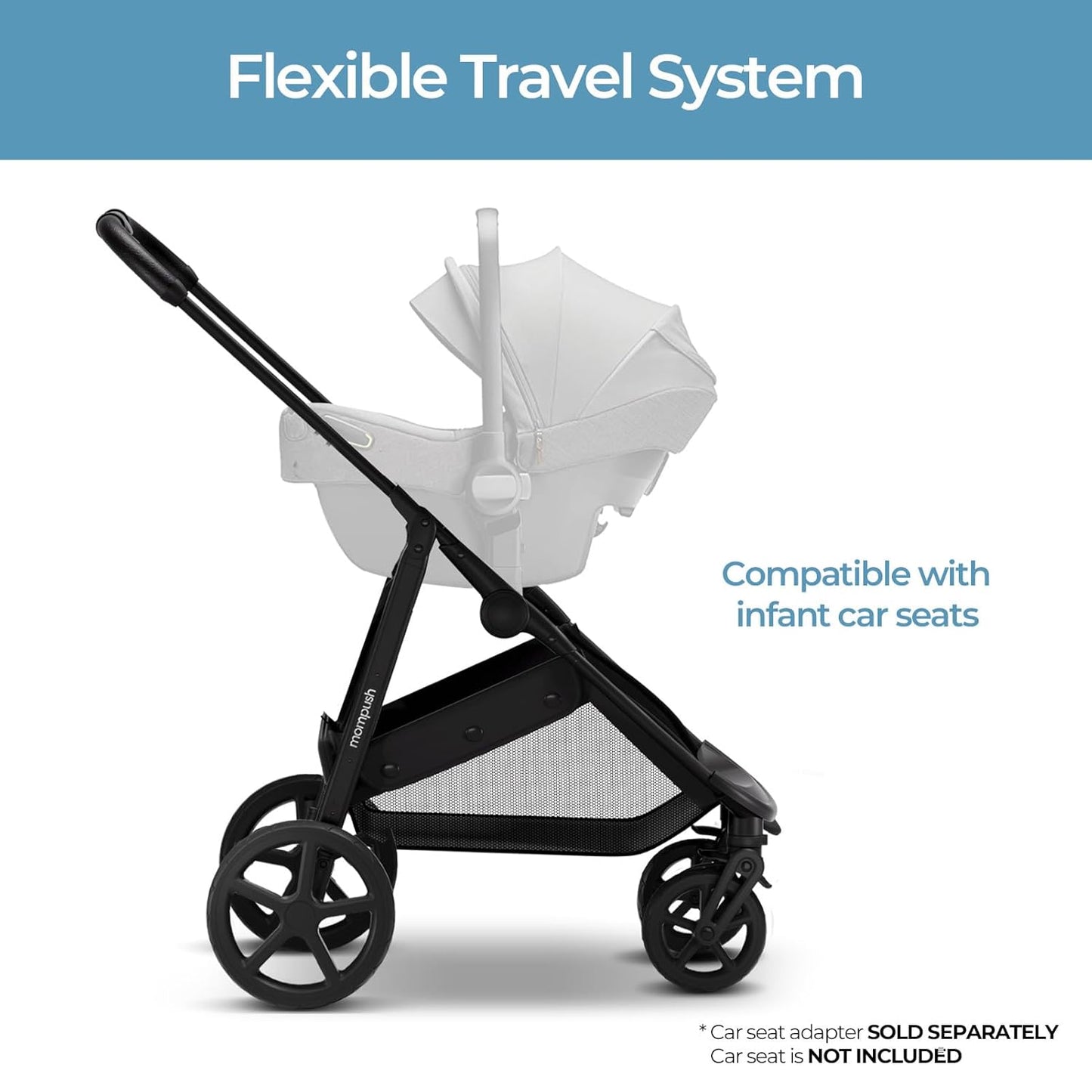 Mompush Wiz 2 in 1 Baby Stroller with Bassinet Mode, Convertible Infant Stroller for Newborn and Toddler with Reversible Seat and Large UPF 50+ Canopy