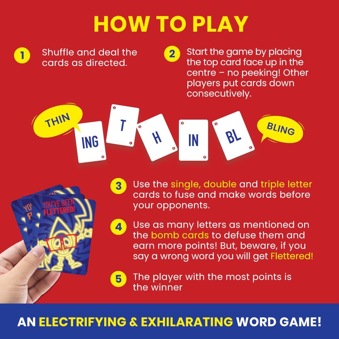 Card Game - Fletter Fuse, Fast-paced Word Game for All Ages, Fun for Family Game Night, Vocabulary Building, Gifts for Kids Ages 8, 9, & 10 Years