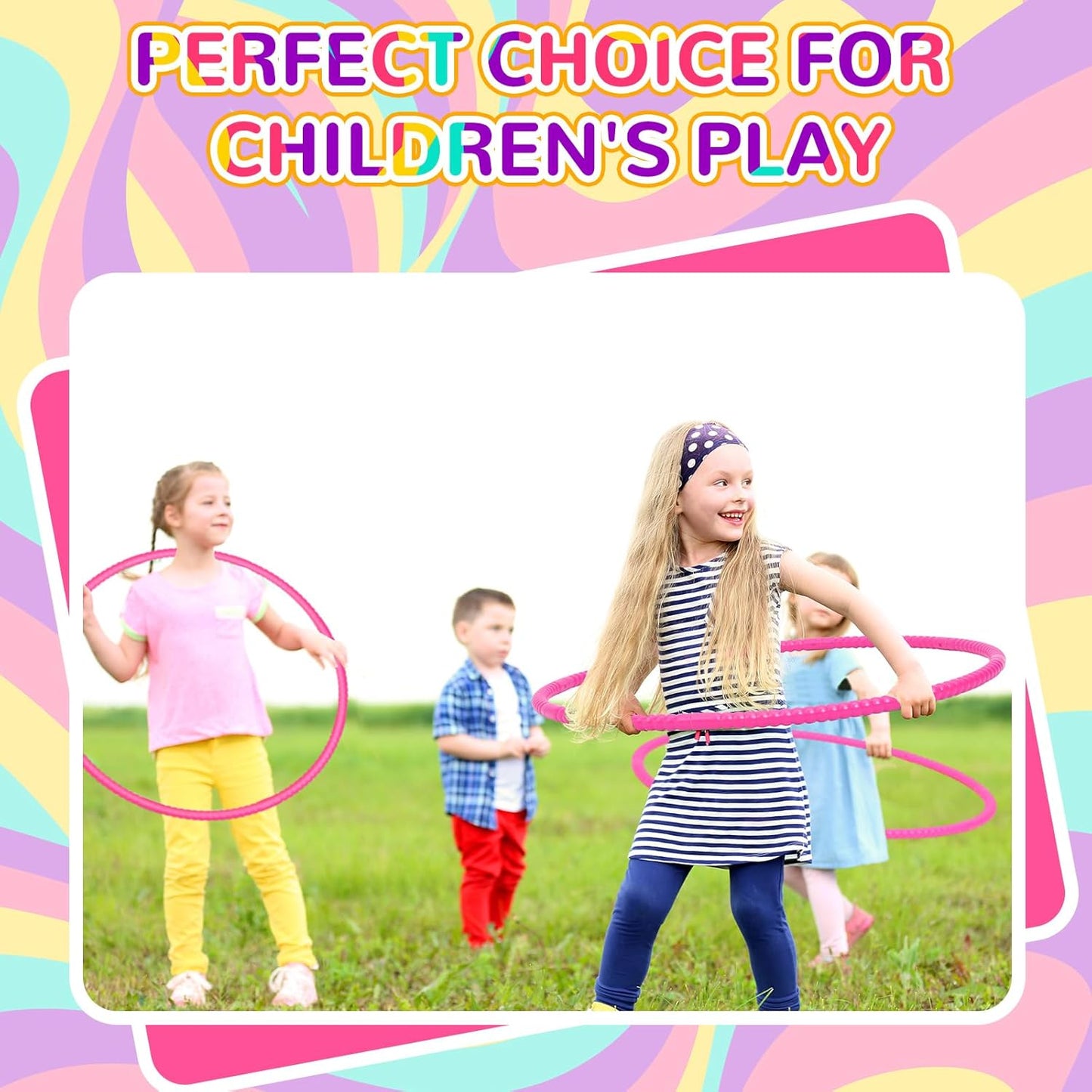 Shappy 6 Pcs Exercise Hoop Detachable Adjustable Plastic Toy Playground Toys Colored Hoop Circles for Teens Games Gymnastics Dog Agility Equipment Party Decor