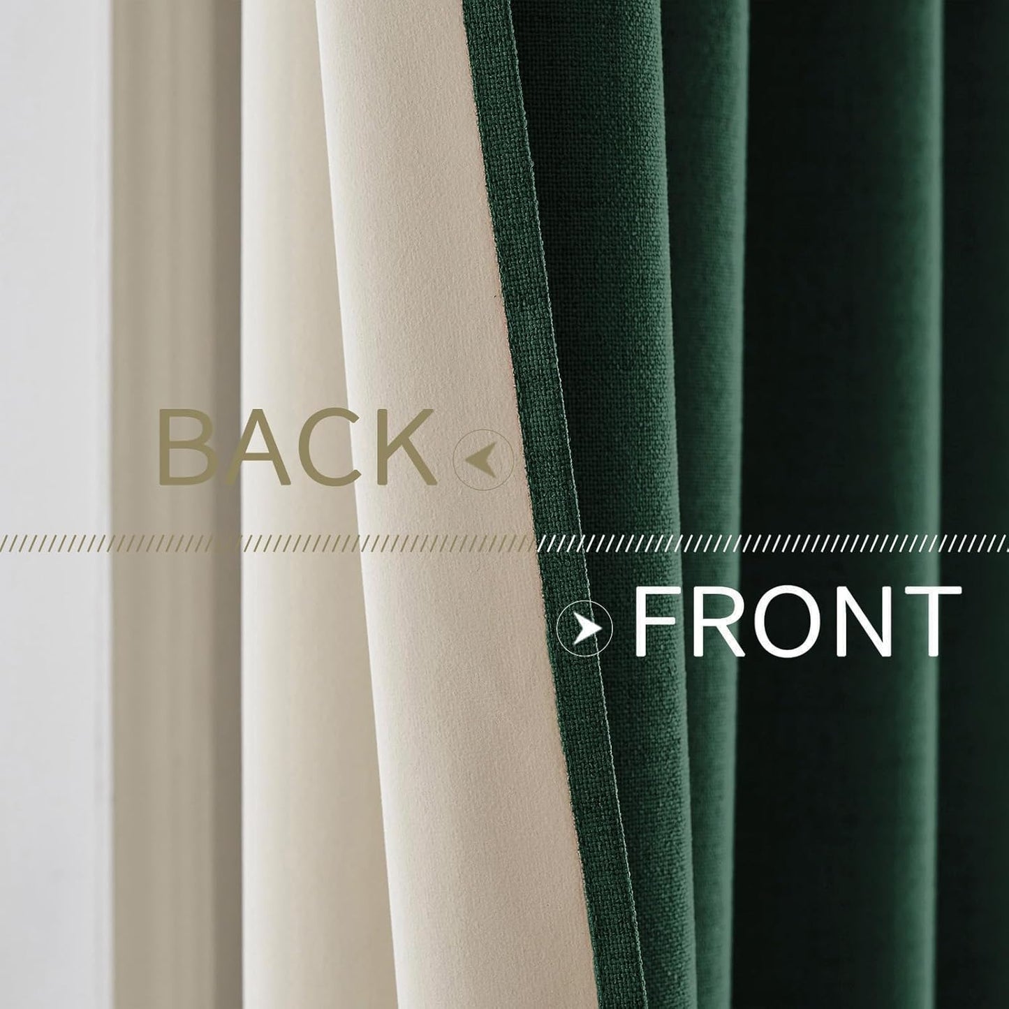 MIULEE 100% Blackout Linen Curtains for Bedroom Thermal Insulated Emerald Green Grommet Room Darkening Curtains & Drapes Christmas Decor for Living Room Nursery 52 x 84 Inch (2 Panels)