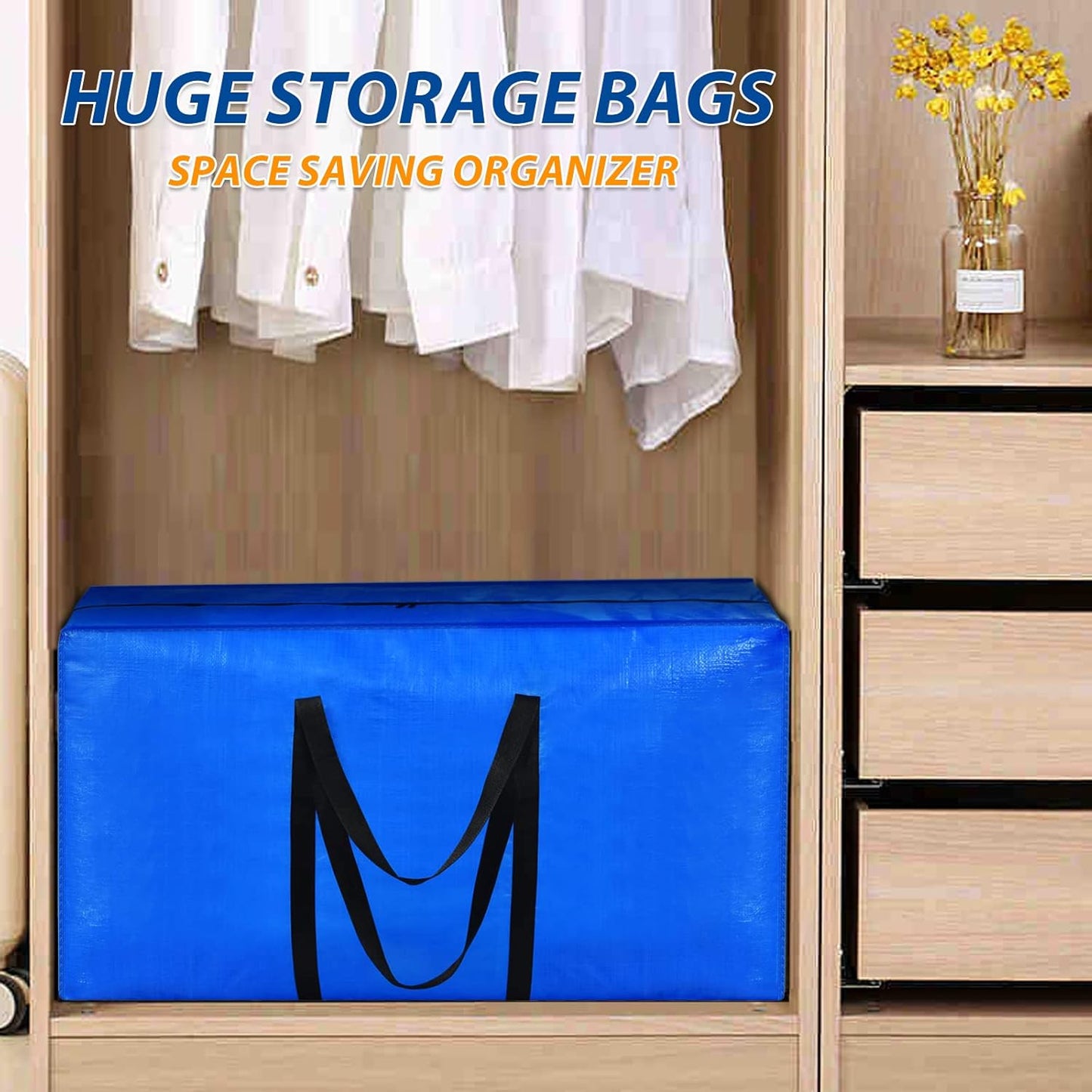 57 Gallon Extra Large Storage Bags, XXL Jumbo Large Moving Bags Heavy Duty, Storage Totes Moving Boxes Supplies for College, Foldable Duffle Bag for Travel, Christmas Tree Bag, 42x23x13.5inch