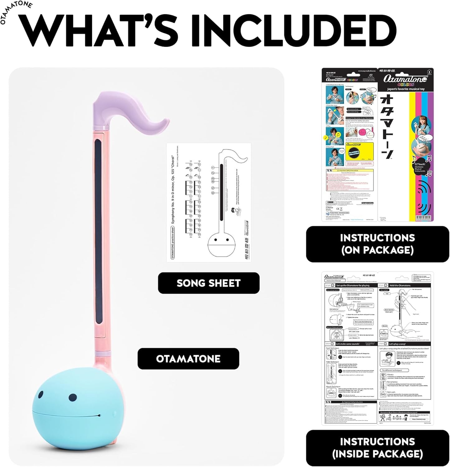 Otamatone Japanese Electronic Musical Instrument Portable Music Synthesizer from Japan by Maywa Denki Educational Fun Gift for Children, Teens & Adults - Black Blue Unicorn Set