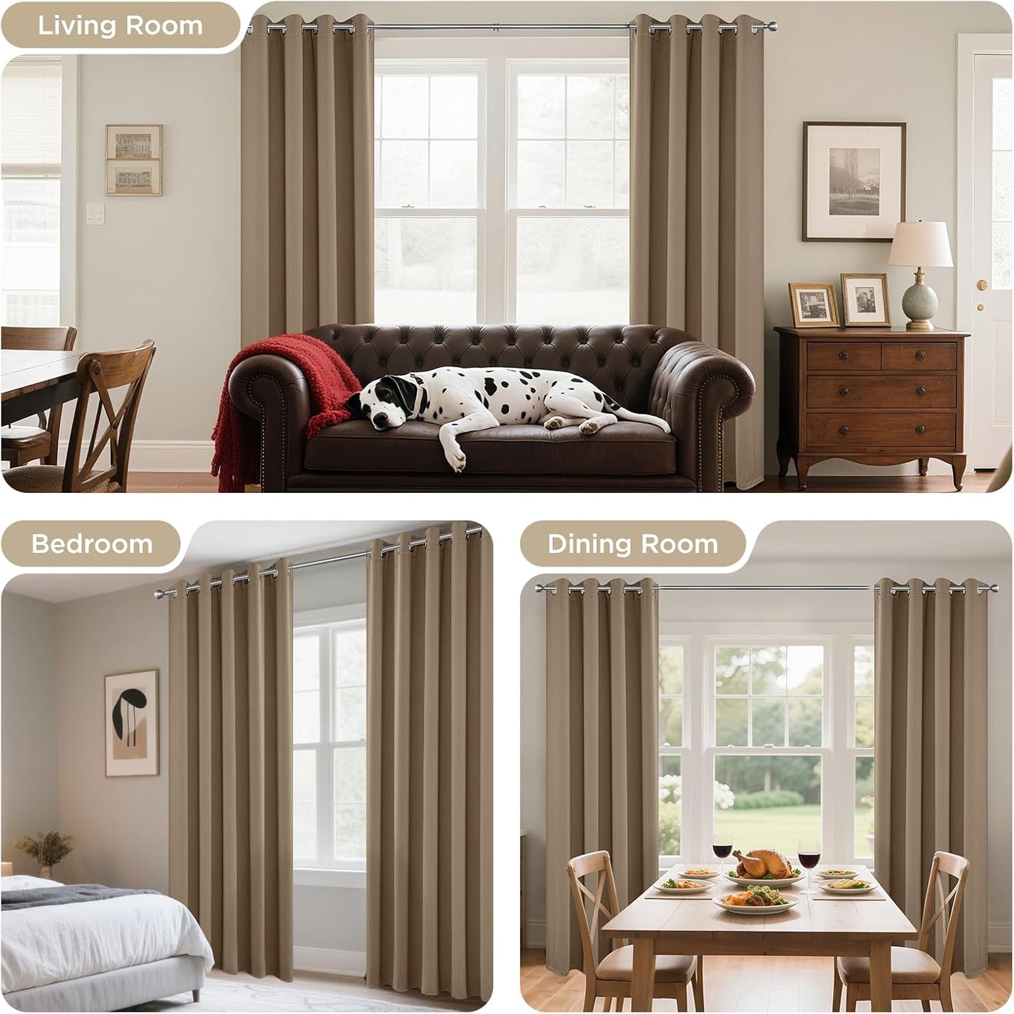 Joydeco Blackout Curtains 84 Inch Length 2 Panels Set, Thermal Insulated Long Drapes 2 Burg, Room Darkening Grommet Curtains for Living Room Bedroom Window