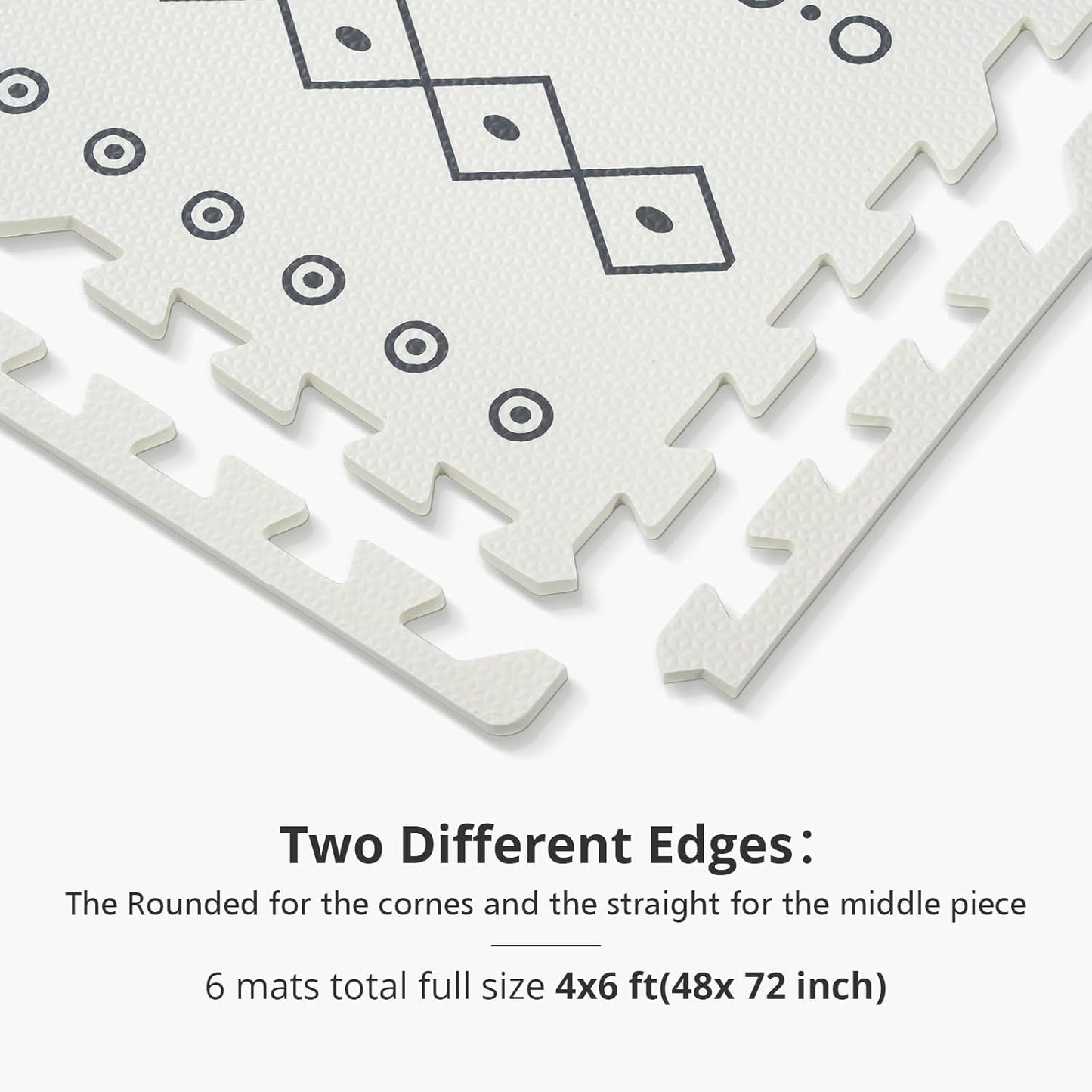Baby Foam Play Mat for Floor, PIGLOG 72x48 Baby Crawling Mat, Puzzle Mats for Kids for Baby with Interlocking Tiles, Toddler Play Mat for Indoor and Outdoor, Easy to Clean Playroom Mat, Lines + Shapes