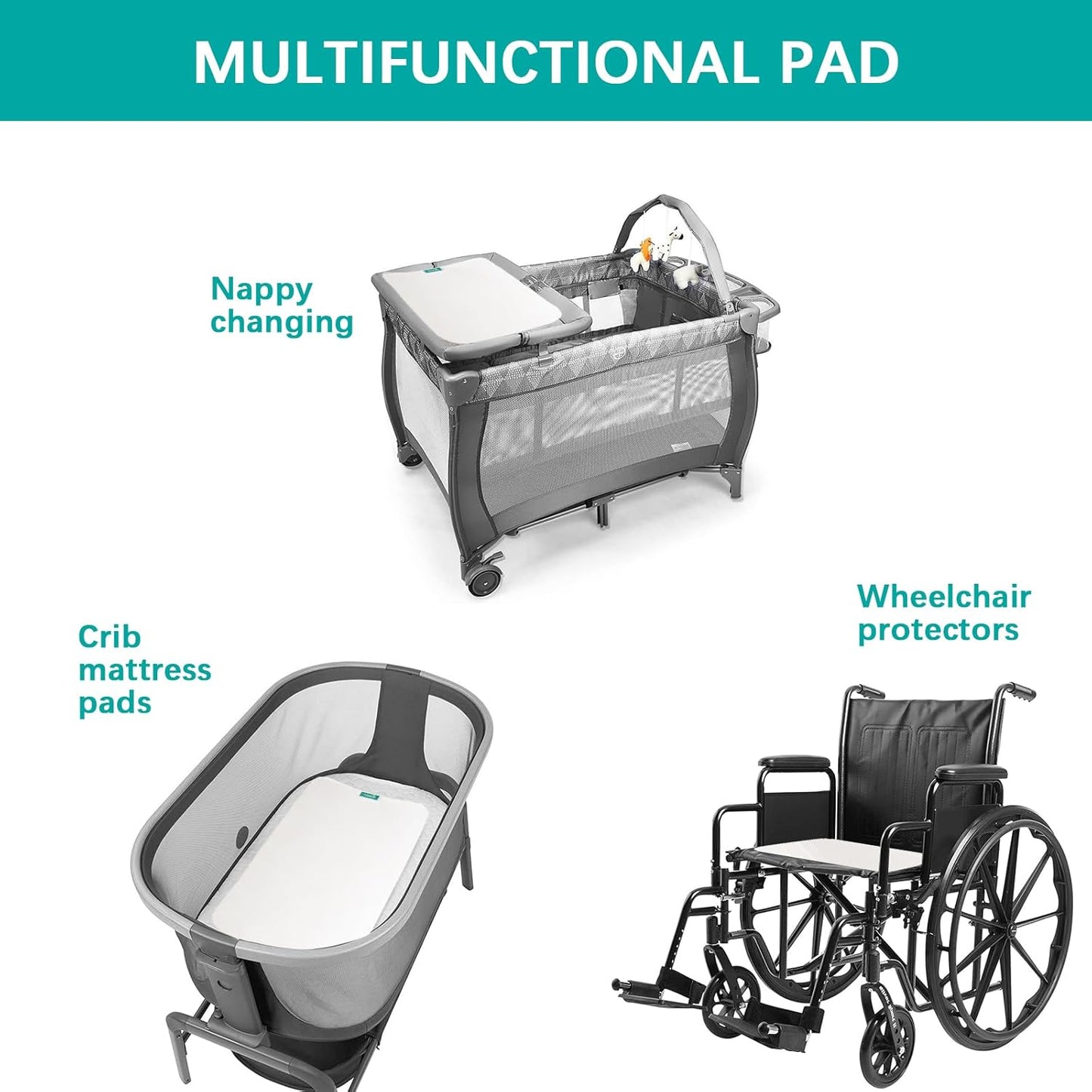 Changing Pad Liner 5 Count Waterproof Baby Diaper Changing Pad Cover 28" X 15" Larger Cotton Flannel Absorbent & Skin-Friendly Portable Changing Pad Liners (Solid Improved Thickness)