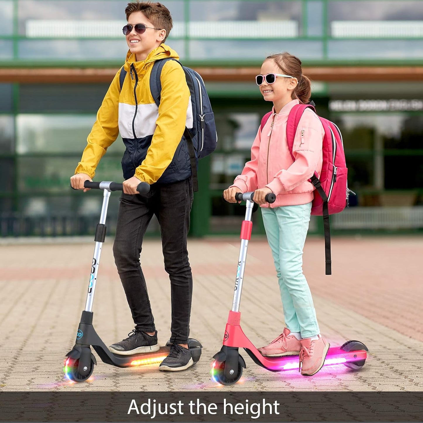 Gyroor Kids Electric Scooter with LED Lights – 2-Level Adjustable Handlebar, 5 MPH Safe Speed, Foot Sensor Start, Rear Brake, 2-Hour Charge, 121 lbs Max Load, for Boys & Girls Ages 6-12