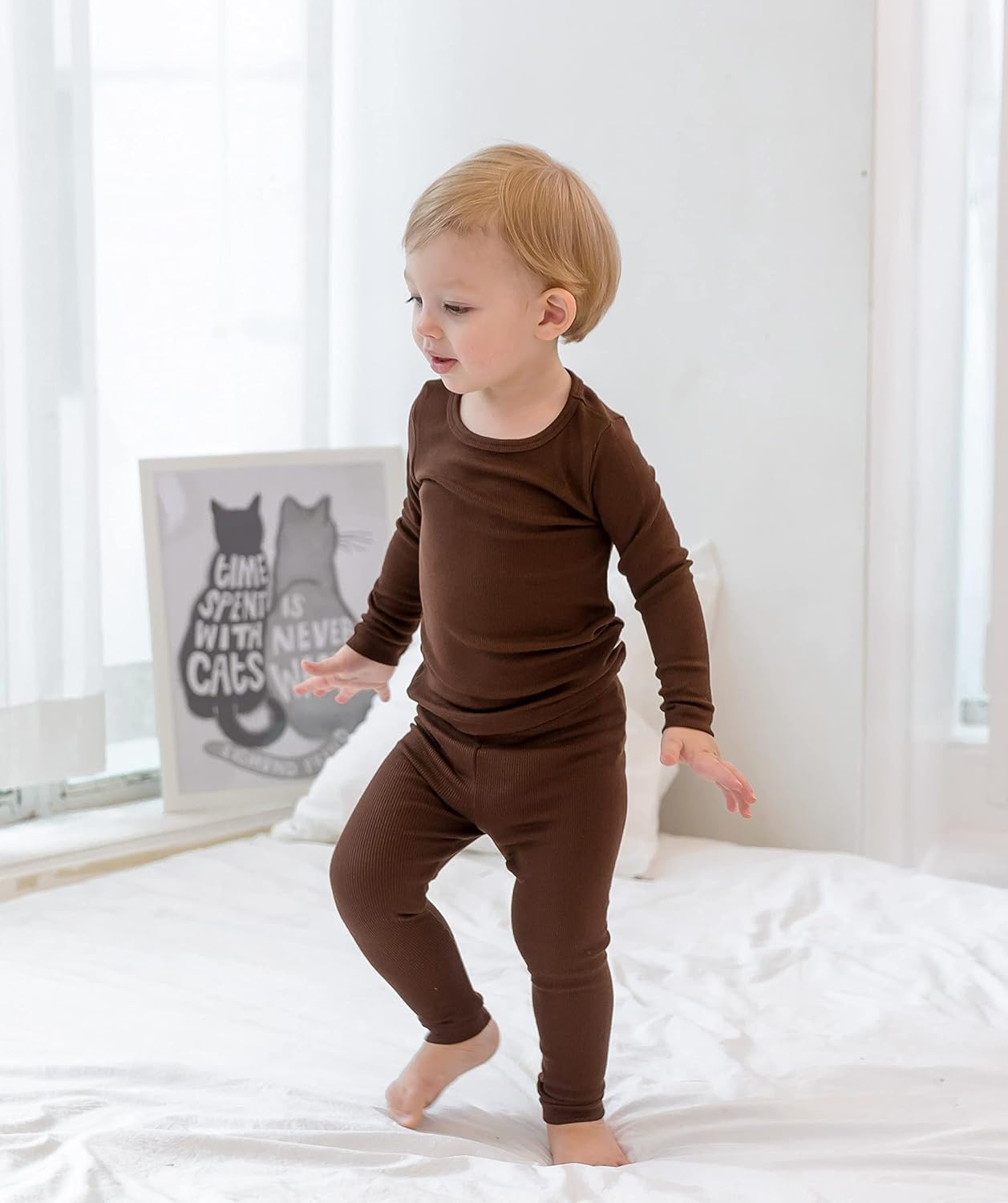 AVAUMA Baby Boys Girls Pajama Set Kids Toddler Snug fit Ribbed Sleepwear pjs for Daily Life Style