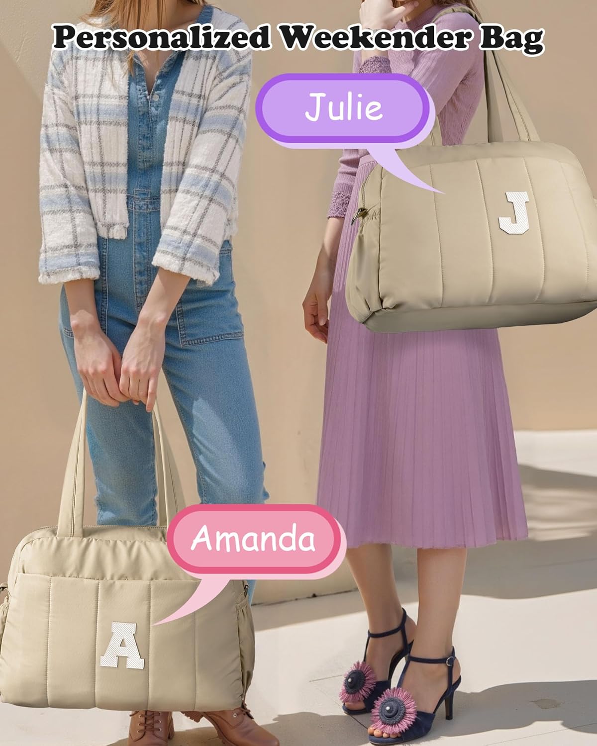 Gifts for Women Mom Unique-Monogram Duffle Bag, Weekender Bags for Women,Overnight Bag with Wet Pocket,Lightweight Travel Bags Personalized Gym Tote with Makeup Pouch