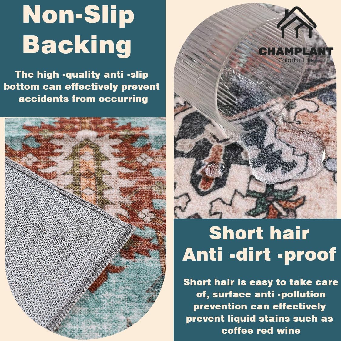 Area Rug 5'x7' Washable Rug Floral Khaki Traditional Floor Cover Thin Retro Kitchen Indoor Distressed Non Slip Carpet for Living Room Bedroom Dining Room
