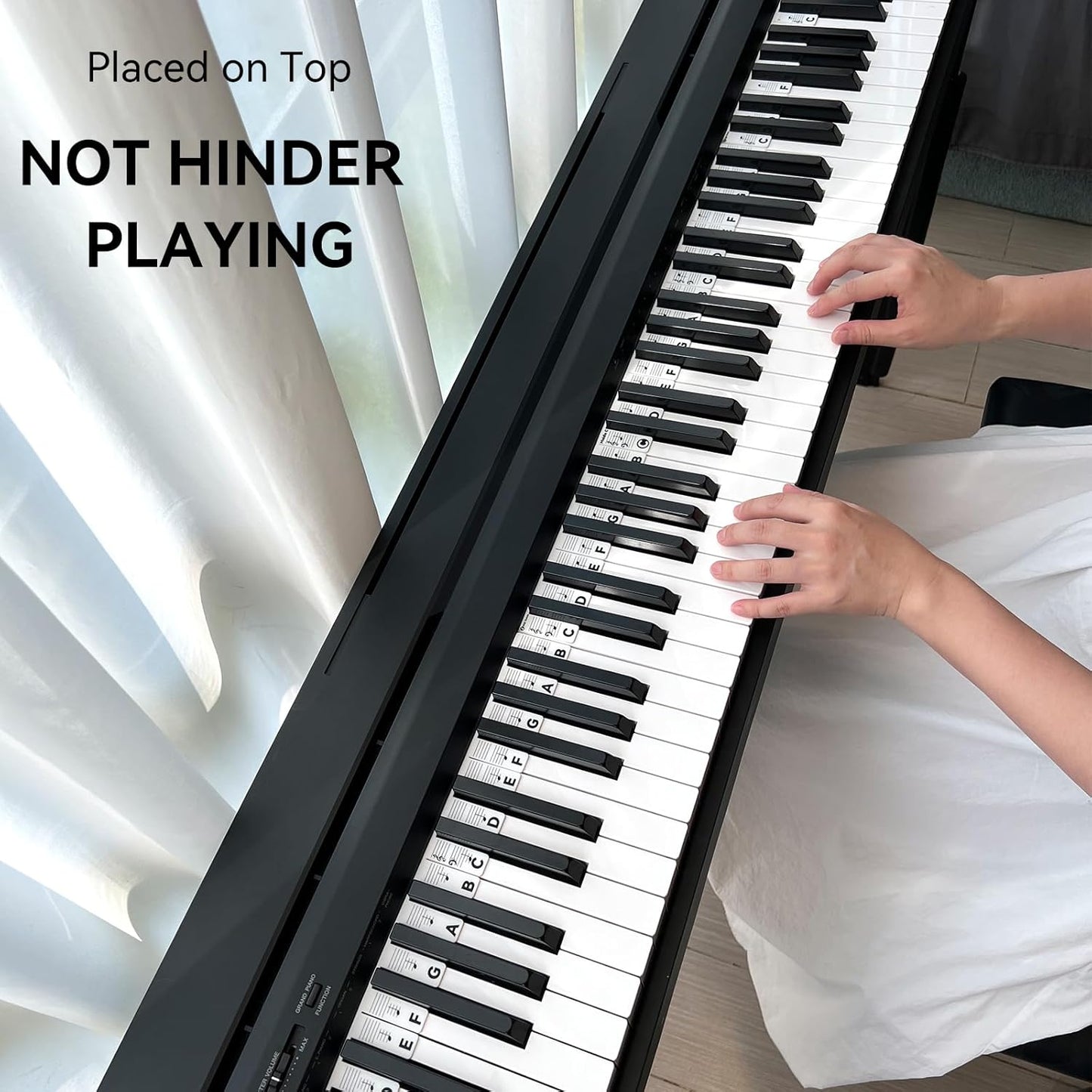 Piano Notes Guide for Beginner, Removable Piano Keyboard Note Labels for Learning, 88-Key Full Size, Made of Silicone, No Need Stickers, Reusable and Comes with Box (Classic BlackοΌ