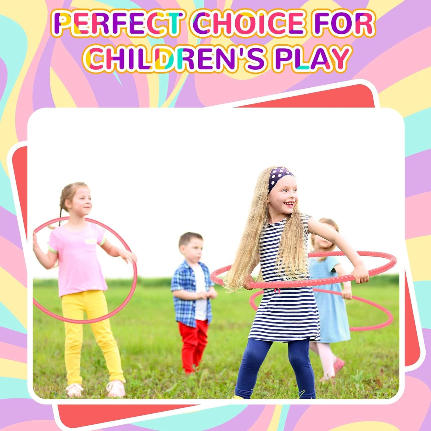 Shappy 6 Pcs Exercise Hoop Detachable Adjustable Plastic Toy Playground Toys Colored Hoop Circles for Teens Games Gymnastics Dog Agility Equipment Party Decor