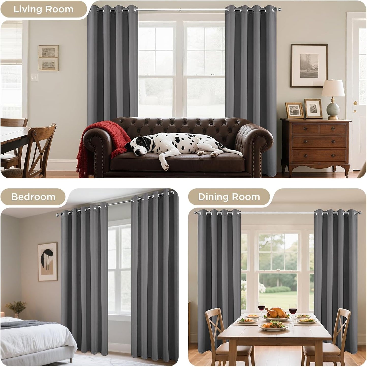 Joydeco Blackout Curtains 72 Inch Length 2 Panels Set, Thermal Insulated Long Drapes 2 Burg, Room Darkening Grommet Curtains for Living Room Bedroom Window