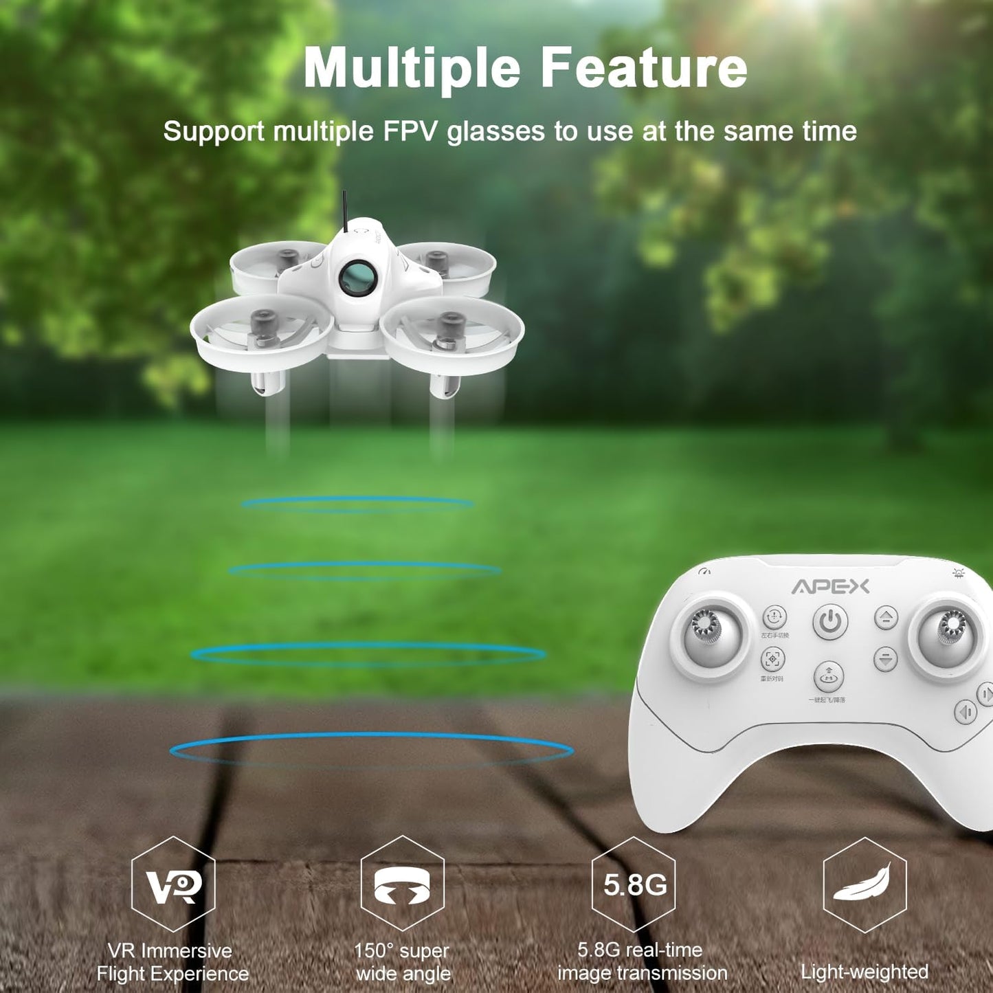 APEX FPV Drone Kit, Drone with Goggles,Brushed FPV Racing drone for Beginners,Low-Latency 5.8G Transmission, Drop-Resistant,VR70-2.0