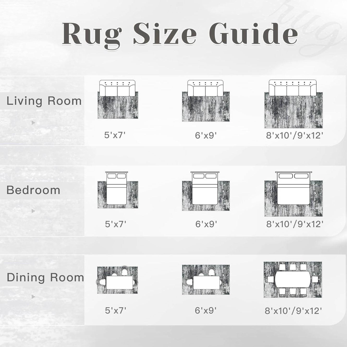 Washable Rug 6x9 Area Rugs for Living Room: Neutral Soft Rug Abstract Non Slip Low Pile Modern Carpet for Bedroom Kitchen Nursery Office Dining Room Indoor (Black, 6'x9')