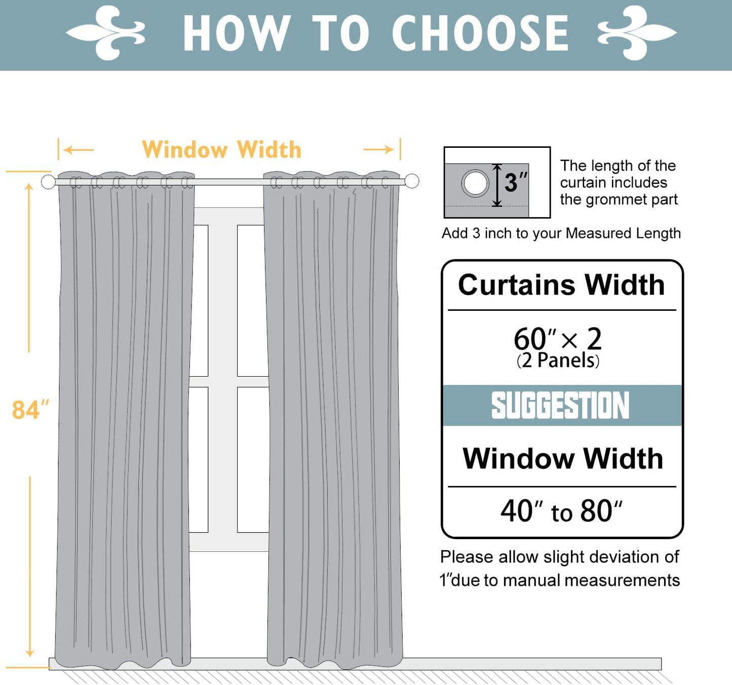 ChrisDowa 100% Blackout Curtains 84 inch Long for Bedroom with Black Liner, Extra Wide 2 Layers Total Blackout Thermal Insulated Grommet Window Curtains 2 Panels Set (Greyish White, 60 x 84 Inch)