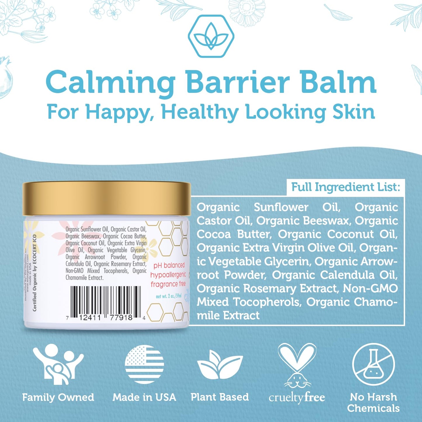 Era Organics Baby Diaper Balm - USDA Organic Ointment Cream Extra Soothing and Nourishing for Dry, Sensitive Skin - All Natural to Help Excess Moisture, Rash or Chafing