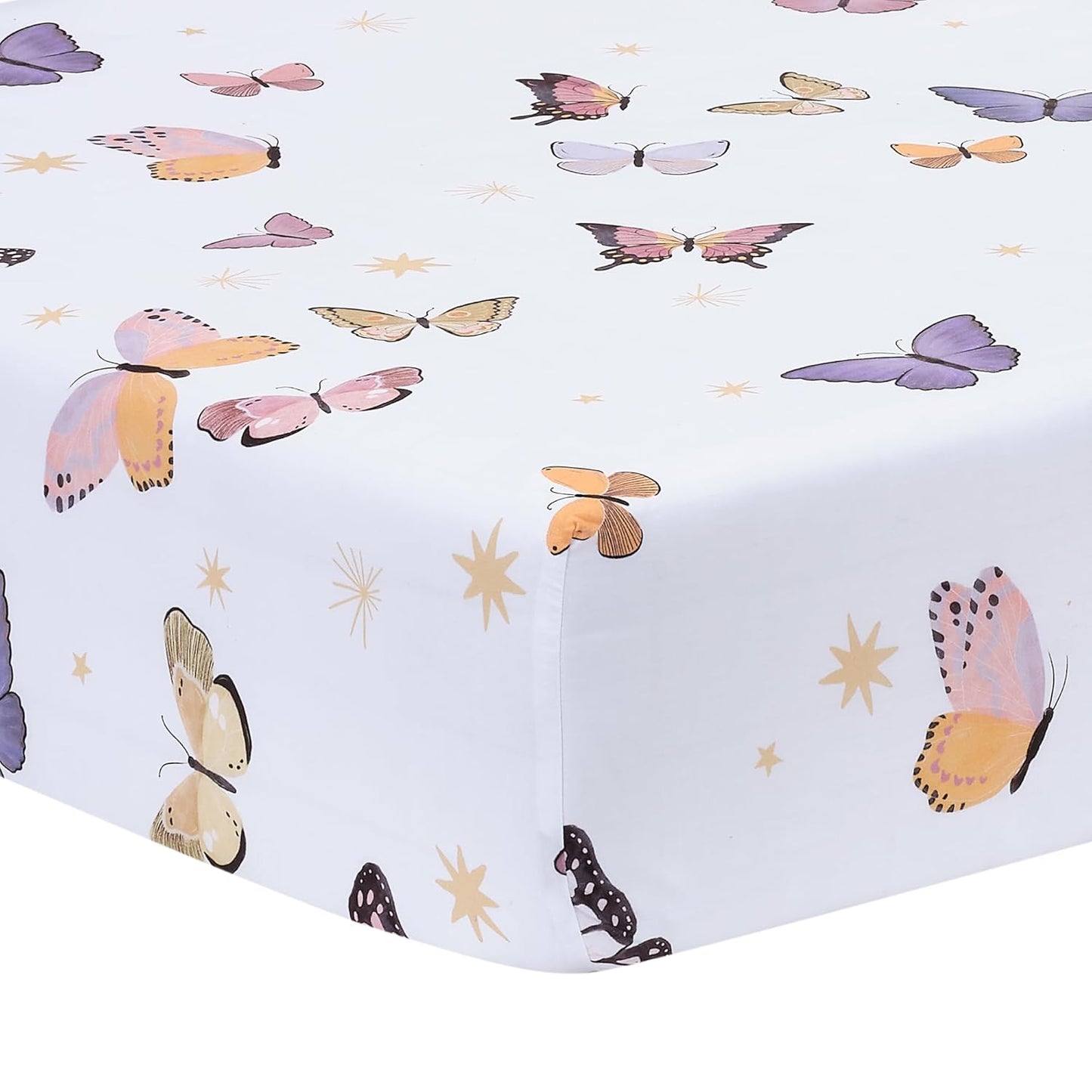 Lambs & Ivy Butterfly Dreams Pink/Gold 3-Piece Nursery Baby Crib Bedding Set