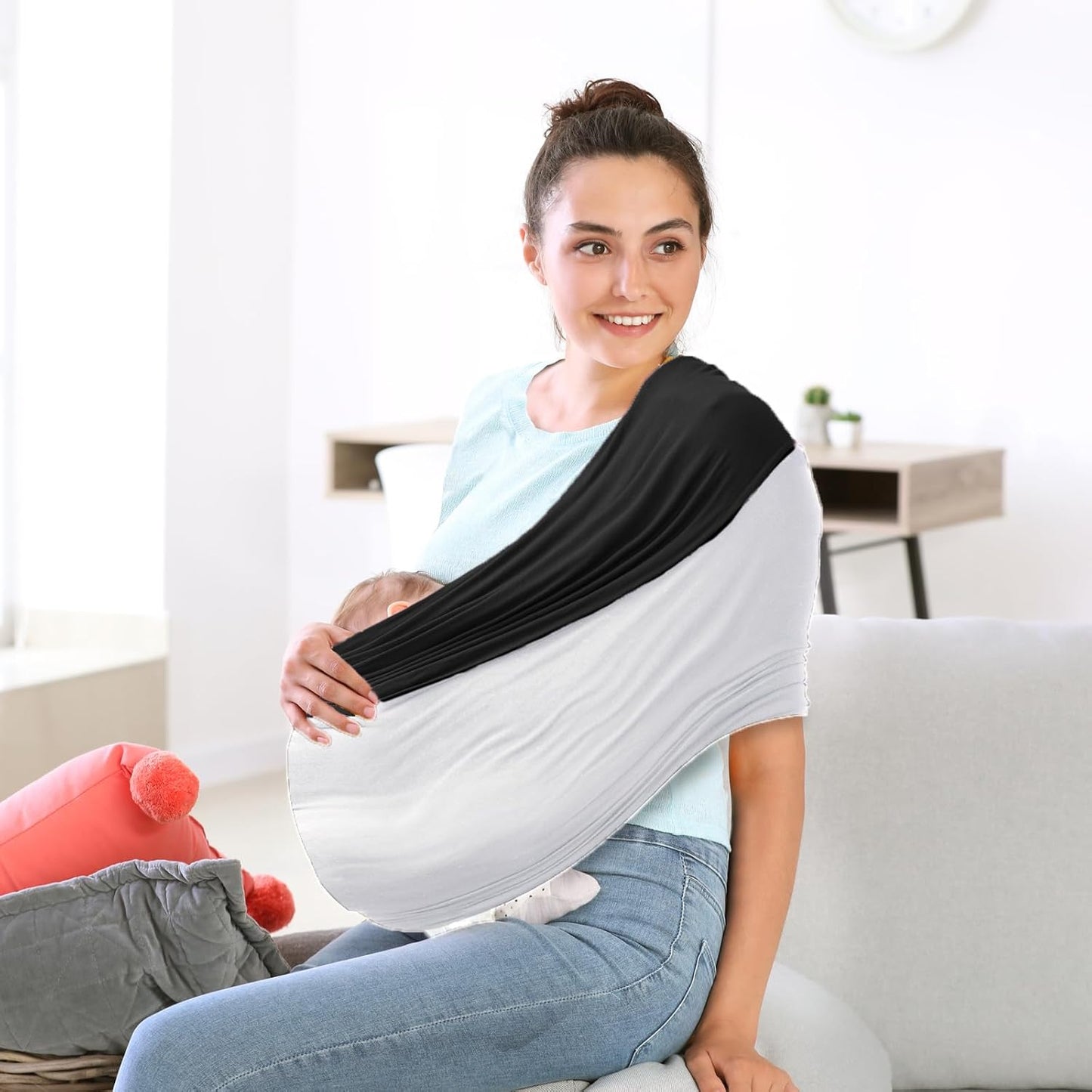 TKKOK Baby Wrap Carrier, Unisex Baby Carrier, Lightweight & Ultra Soft, Easy to Wear Baby Wrap, Perfect for Newborn Toddlers