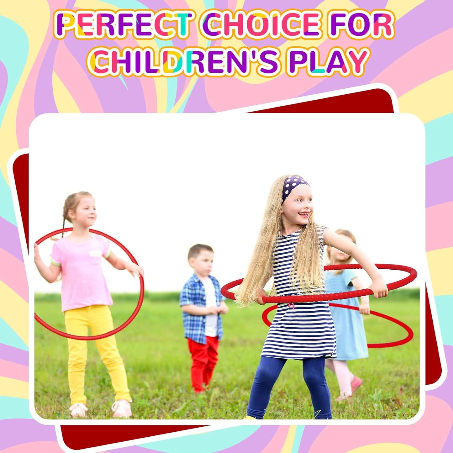 Shappy 6 Pcs Exercise Hoop Detachable Adjustable Plastic Toy Playground Toys Colored Hoop Circles for Teens Games Gymnastics Dog Agility Equipment Party Decor