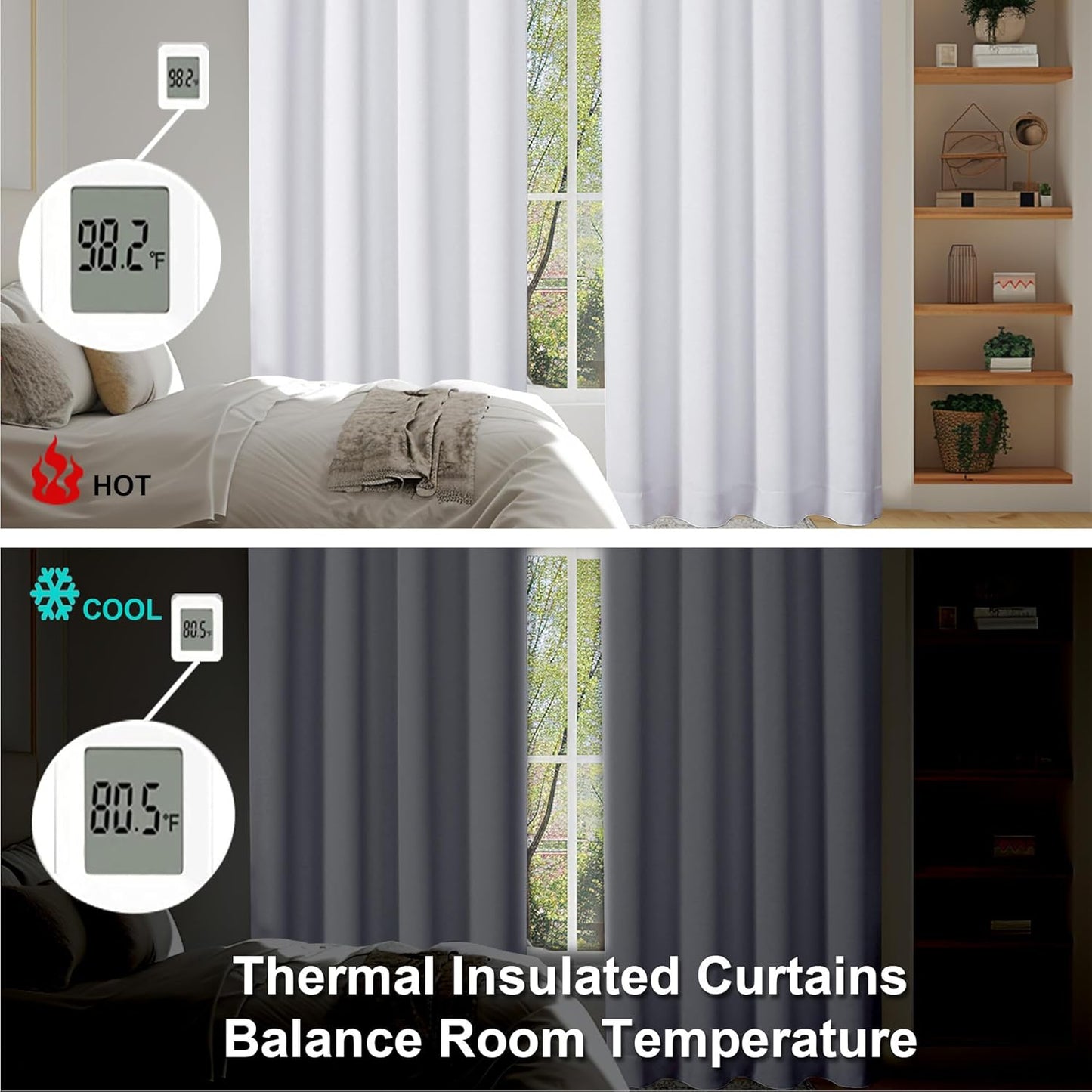 Simplebrand Ava Pure White Curtains for Bedroom 45 Inches Long 2 Panels Set, Light Filtering Window Treatment, Short Curtain Drapes, Soft Touching Casual Rod Pocket Privacy Curtains, W40 x L45 Inch