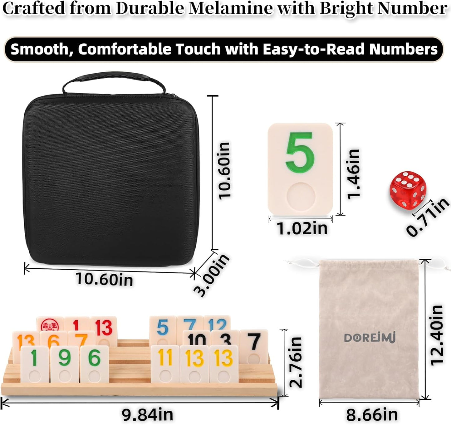 Deluxe Rummy Cube Game Set 6 Colors with 8 Wooden Racks 162 Rummy Tiles, Travel Family Board Game for Adults and Kids