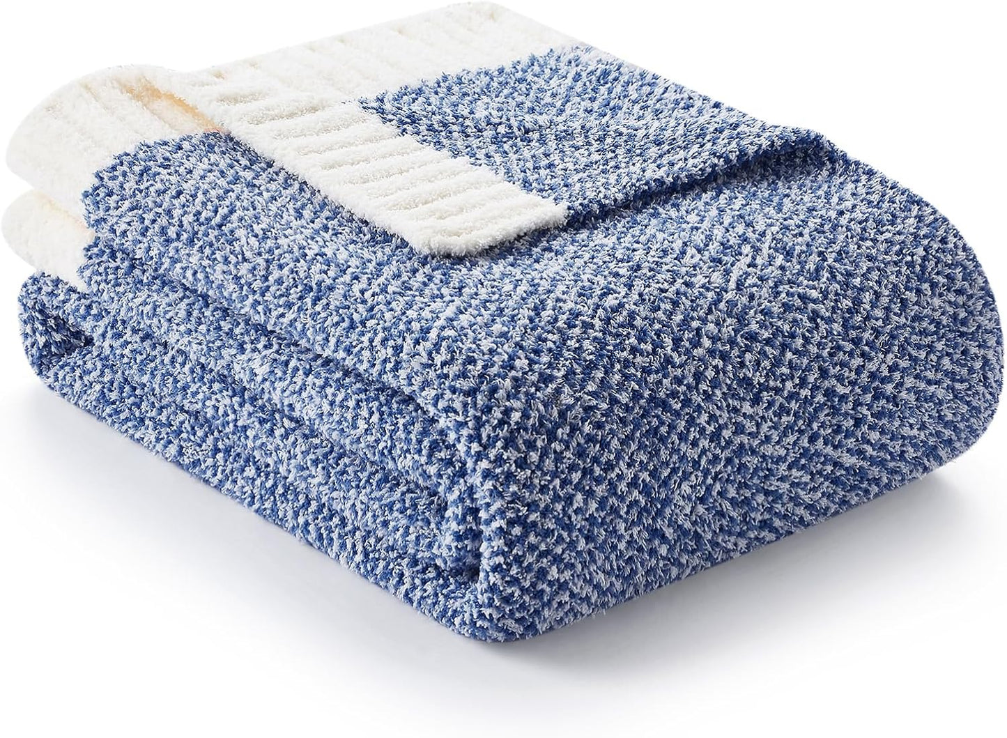 Snuggle Sac Queen Size Bedding Blankets, Super Soft Warm Oversized Blankets for Bed, Cozy Knit Fuzzy Plush Bed Blankets,Heather Royal Blue,90x90 inches
