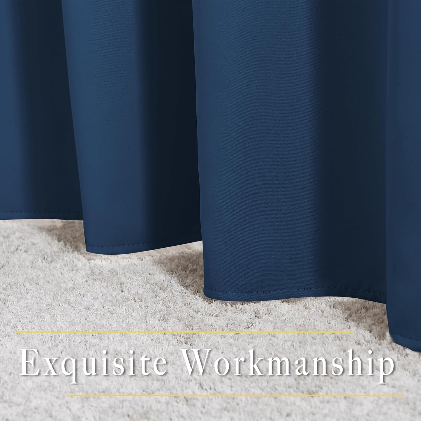 NICETOWN Short Blackout Curtains for Kitchen Window - Grommet Room Darkening Voice Reducing Solid Thermal Curtains & Drapes for Small Windows, Moroccan Blue, W34 x L50, 2 Panels