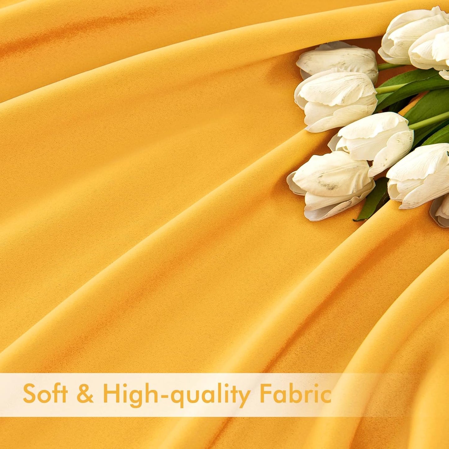MIULEE Yellow Back Tab Blackout Curtain 96 Inch Long 2 Panels Set for Bedroom, Rod Pocket/Pinch Pleat Thermal Insulated Living Room Darkening Pleated Light Blocking Floor to Ceiling Drape