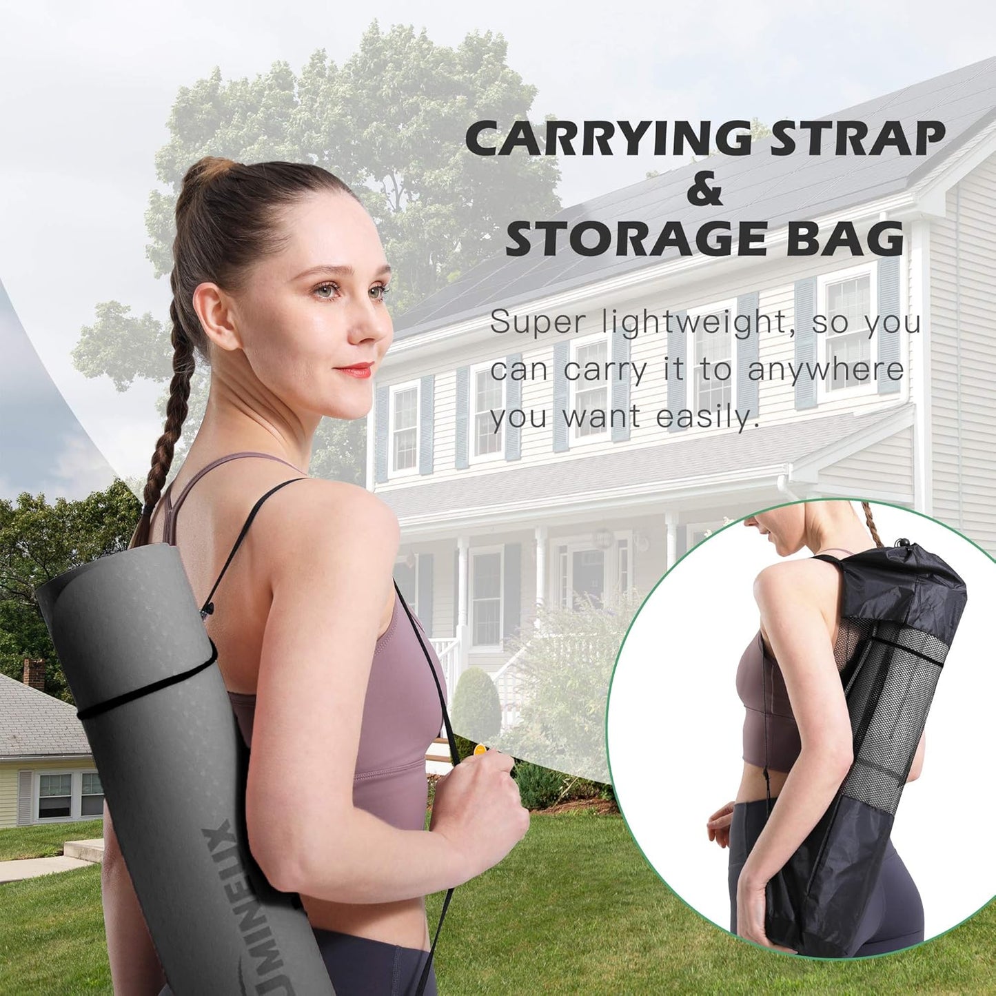 UMINEUX Yoga Mat Extra Thick 1/3'' & 2/5" Non Slip Yoga Mats for Women Eco Friendly TPE Fitness Exercise Mat with Carrying Sling & Storage Bag