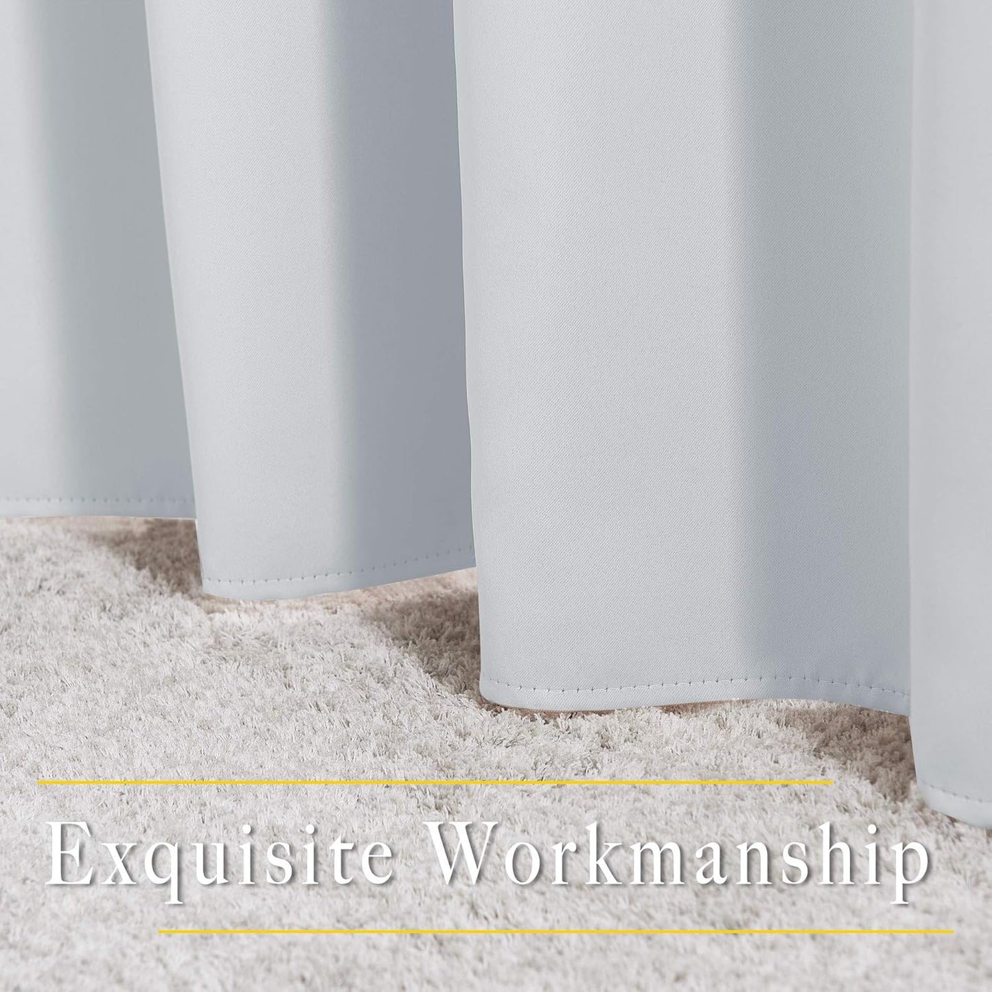 NICETOWN Blackout Living Room Curtains Greyish White - Home Fashion Ring Top Thermal Insulated Darkening Curtains for Bedroom/Living Room (2 Panels, W52 x L90, Greyish White)
