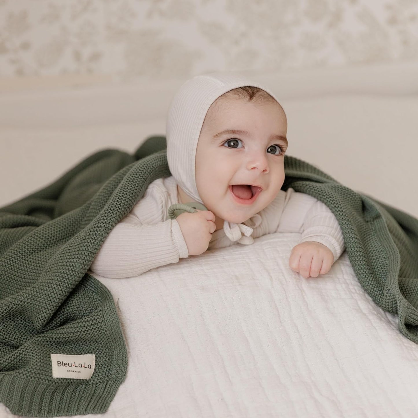 Heritage Knit Organic Cotton Receiving Swaddle Blanket for Boys - 100% Organic Soft Luxury Cotton Warm Cuddle Swaddling Crib Blanket for Newborns Infants Toddler (0-2Yrs - Denim Blue)