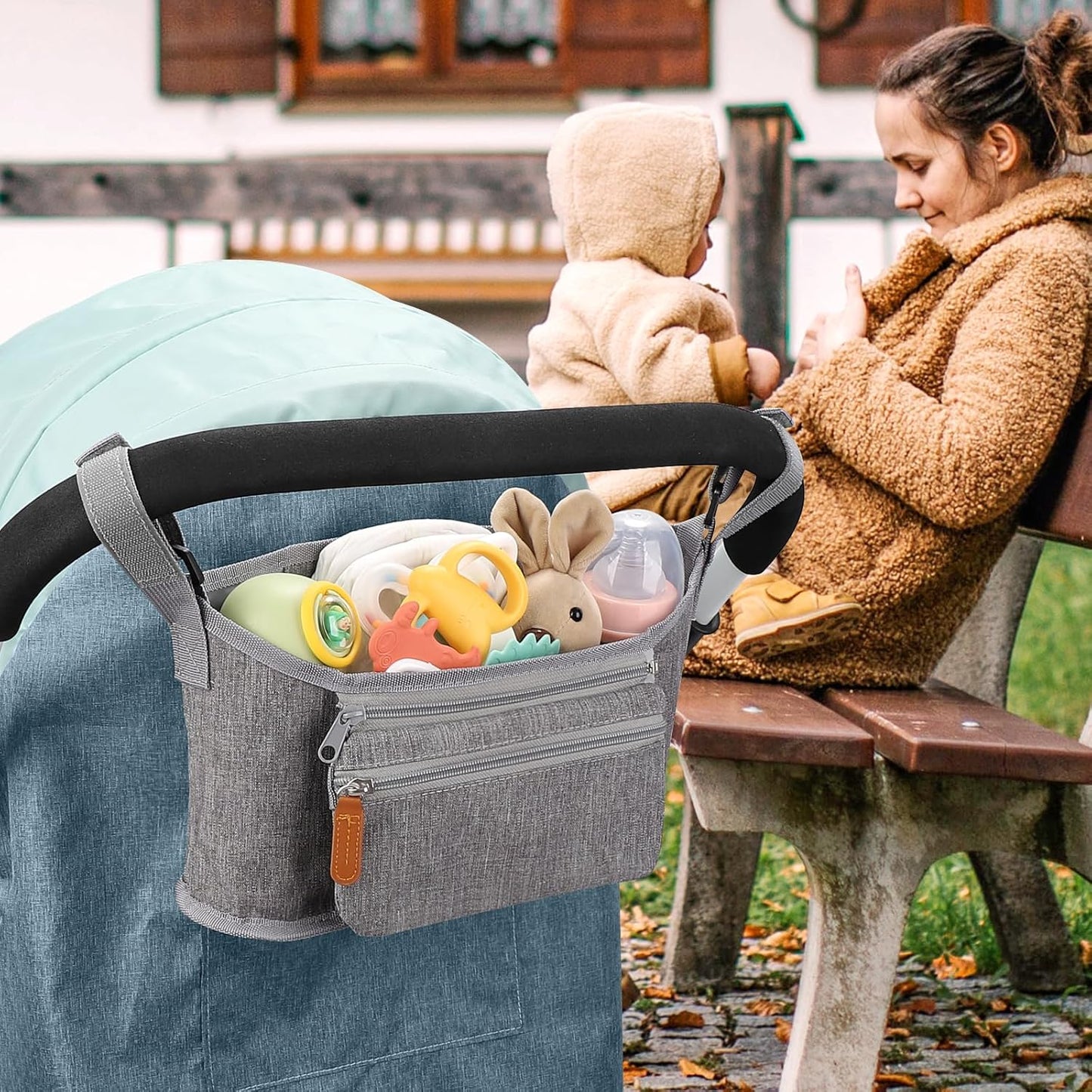 Accmor Universal Stroller Organizer with Detachable Phone Bag, Stroller Bag Caddy Organizer Stroller Accessories for Uppababy, Baby Jogger, Nuna, Doona, Britax Strollers
