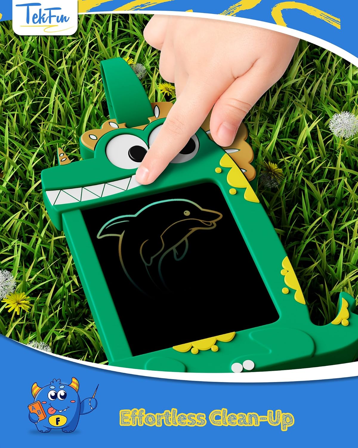 TEKFUN NanoDoodle Gift for Kids, Dinosaur Boys Toys 4.5in LCD Drawing Board, Activity Portable Gift Personality Tag Kid Toys for Birthday Christmas Gift Toddlers 3-10 Years