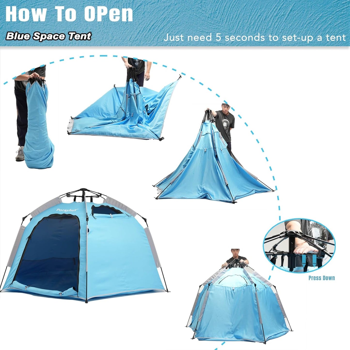 Portable Hexagon Kids Play Tent with LED Strip Lights Indoor Children Play House Easy Set-up Space Tent Dream Tent for Night.4-5 Person Birthday Gifts