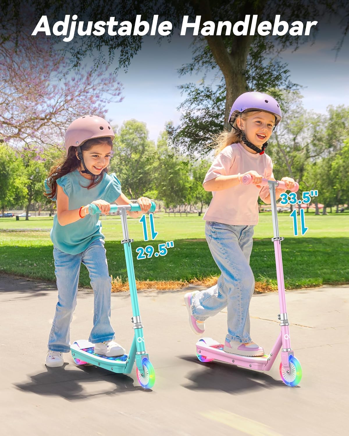 Gyroor Kids Electric Scooter with LED Lights – 2-Level Adjustable Handlebar, 5 MPH Safe Speed, Foot Sensor Start, Rear Brake, 2-Hour Charge, 121 lbs Max Load, for Boys & Girls Ages 6-12