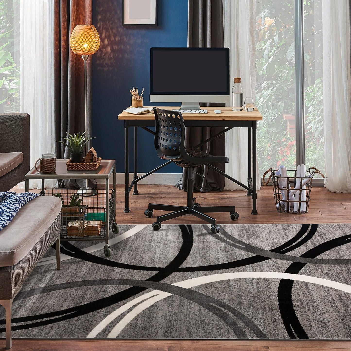 Rugshop Modern Wavy Circles Design Area Rug 7' 10" x 10'2" Gray