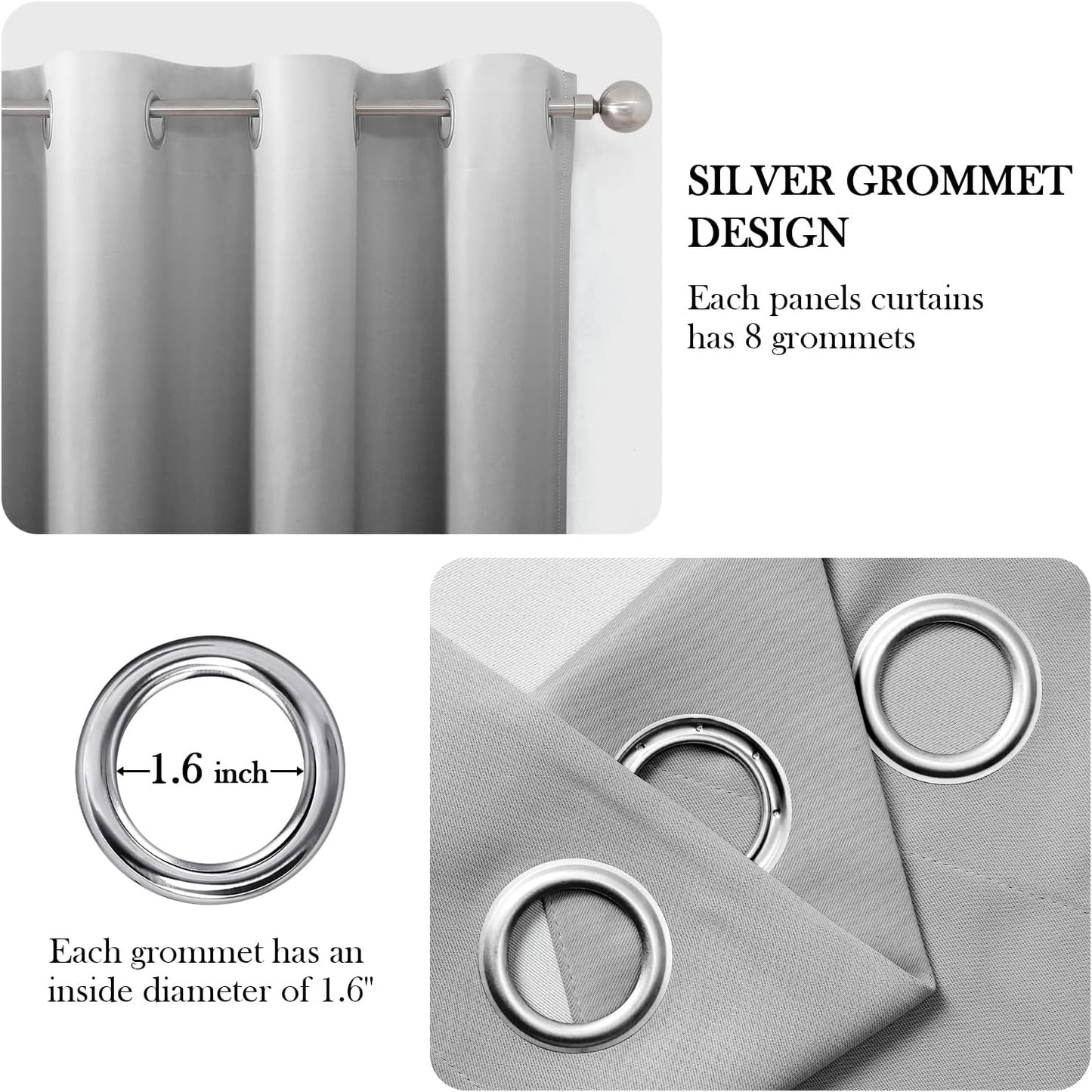 HOMEIDEAS Black Ombre Blackout Curtains 52 X 96 Inch Length Gradient Room Darkening Thermal Insulated Energy Saving Grommet 2 Panels Window Drapes for Living Room, Bedroom