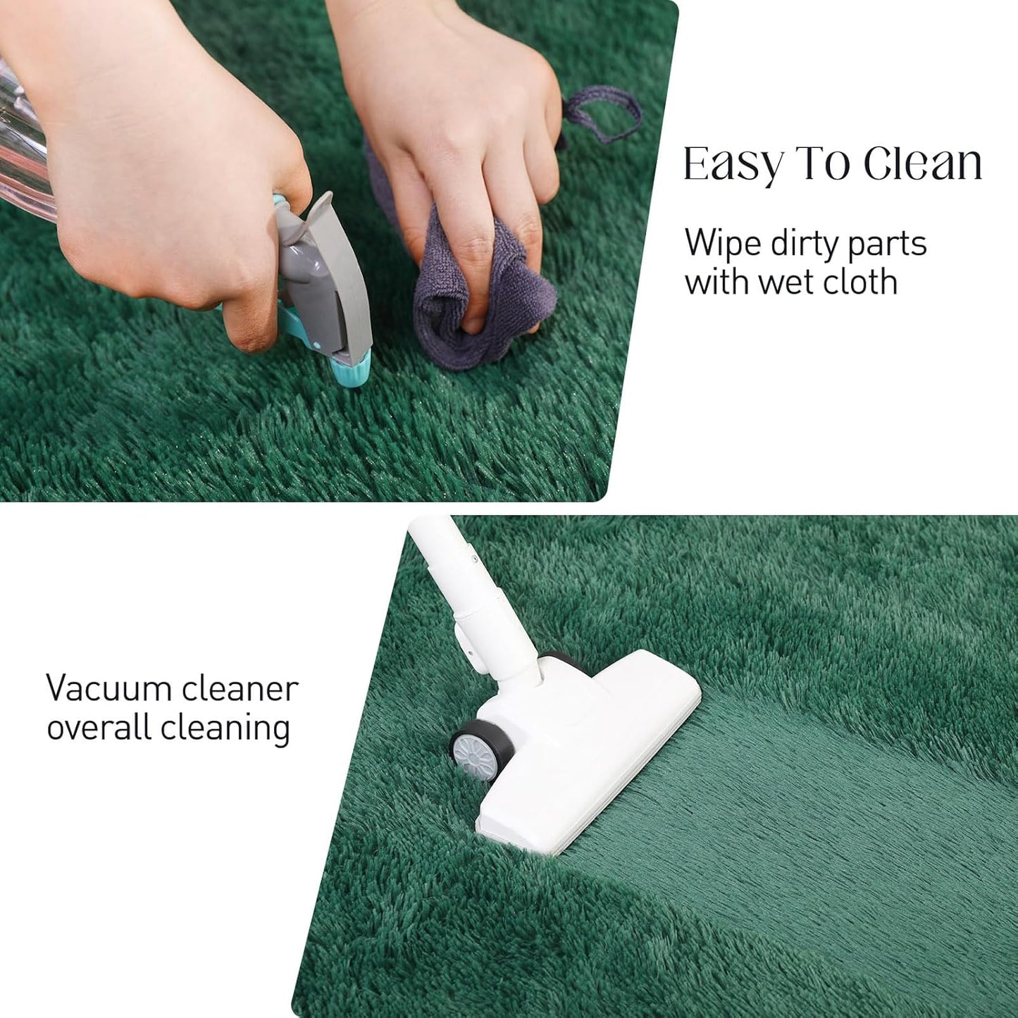 Fluffy Area Rug, 3x5 Green Rugs for Bedroom, Soft Plush Area Rugs for Living Room, Non-Slip Indoor Carpet for Nursery, Study Room, Playroom, Home Decor