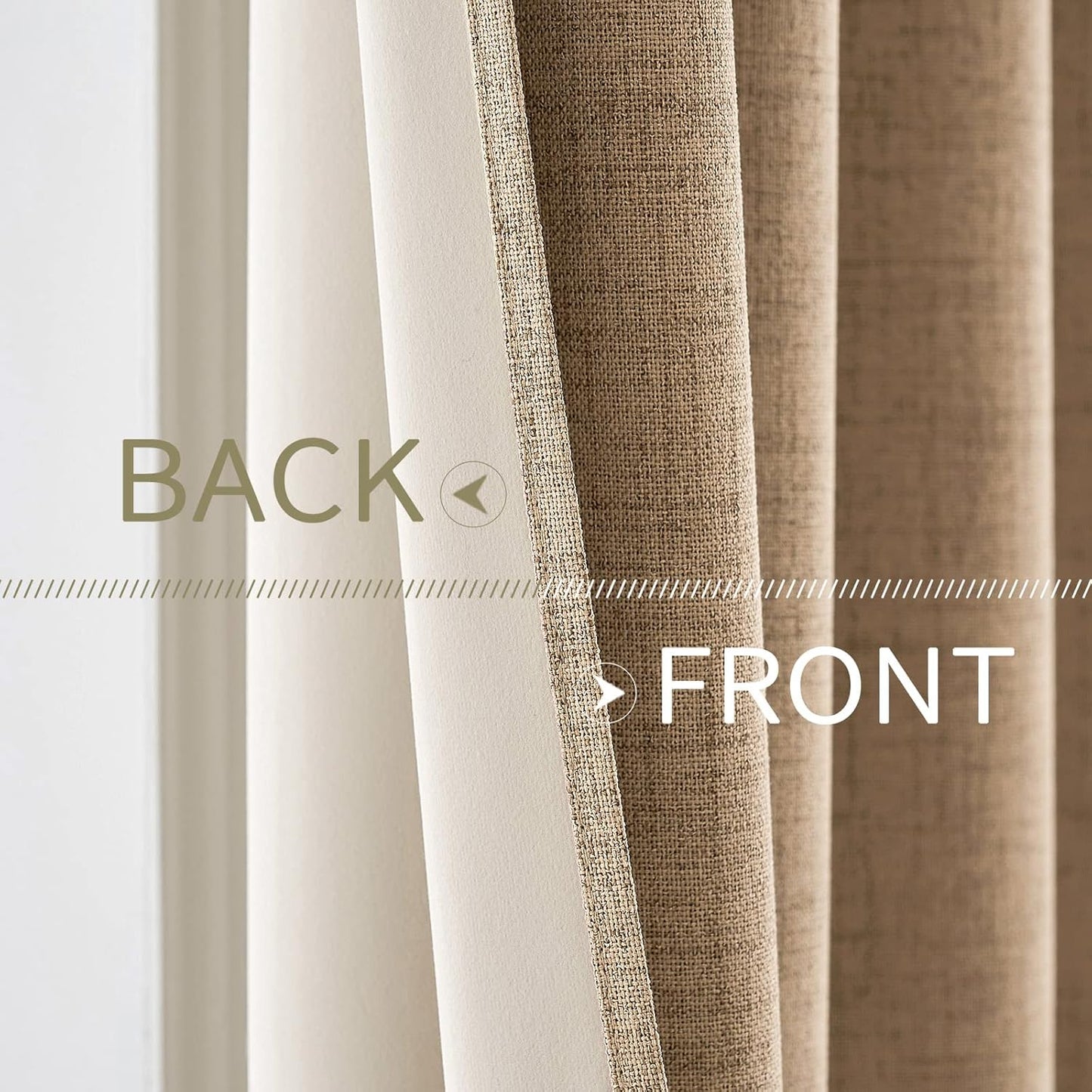 MIULEE 100% Blackout Linen Textured Curtains for Bedroom Solid Thermal Insulated Copper Brown Grommet Room Darkening Curtains & Drapes Luxury Decor for Living Room Nursery 42 x 63 Inch (2 Panels)