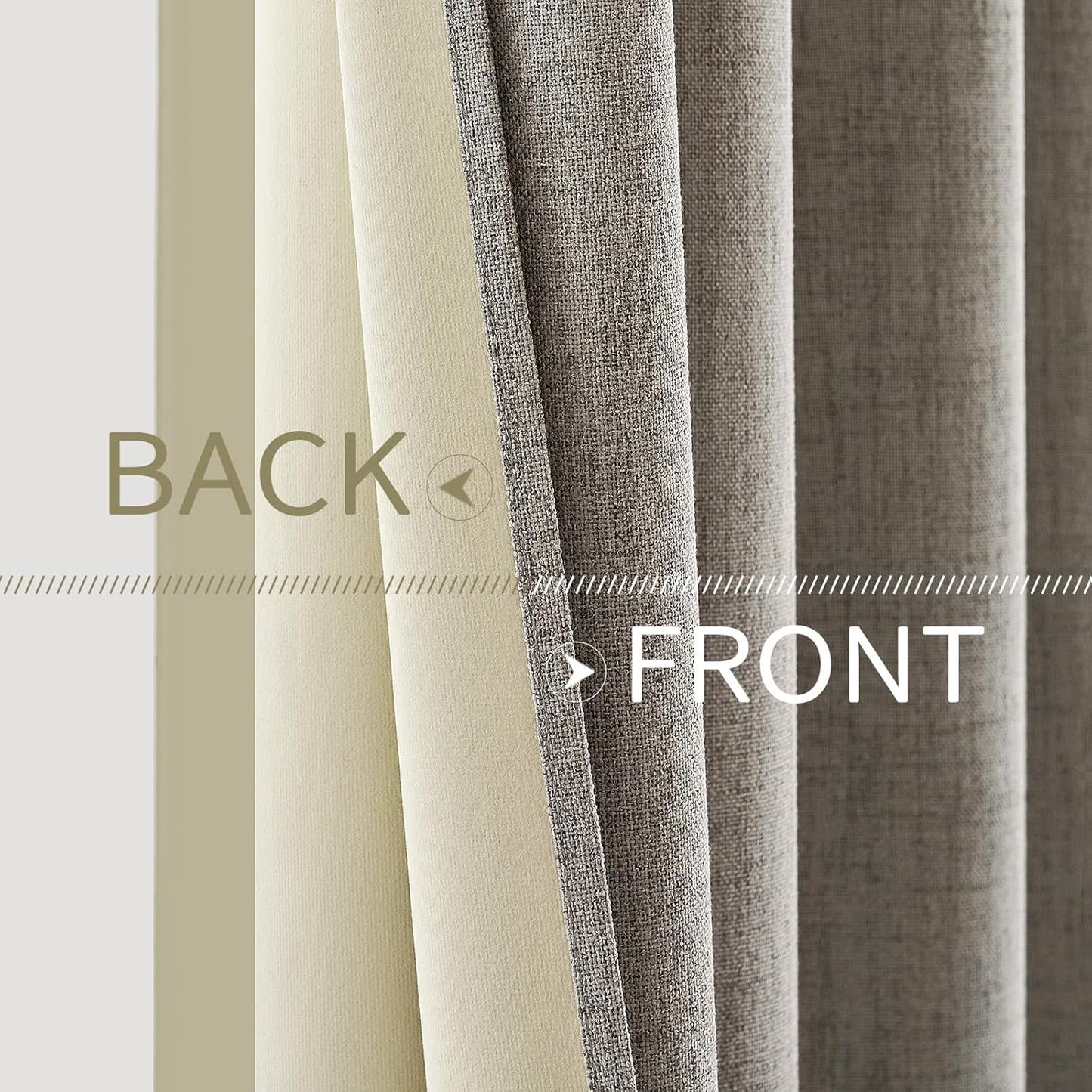 MIULEE Linen Texture Curtains for Bedroom Solid 100% Blackout Thermal Insulated Linen Curtains Grommet Room Darkening Drapes for Living Room Nursery 52x63 Inch (2 Panels)