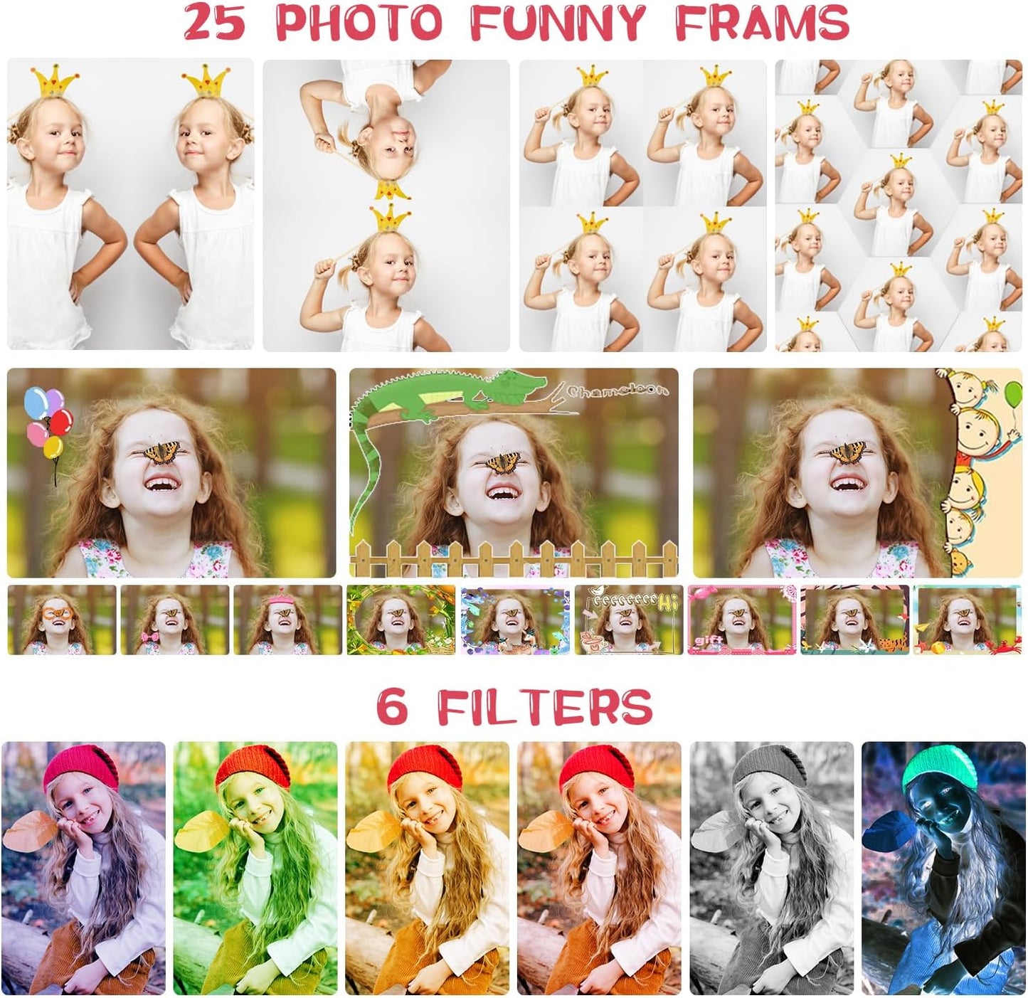 Kids Camera, Toddler Kid Digital Camera with 180°Flip Lens & 2.4in IPS Screen, Birthday Festival Gifts Present Toy for 4 5 6 7 8 9 10 11 Year Old Girls/Boys, 32 GB Card Included, X101