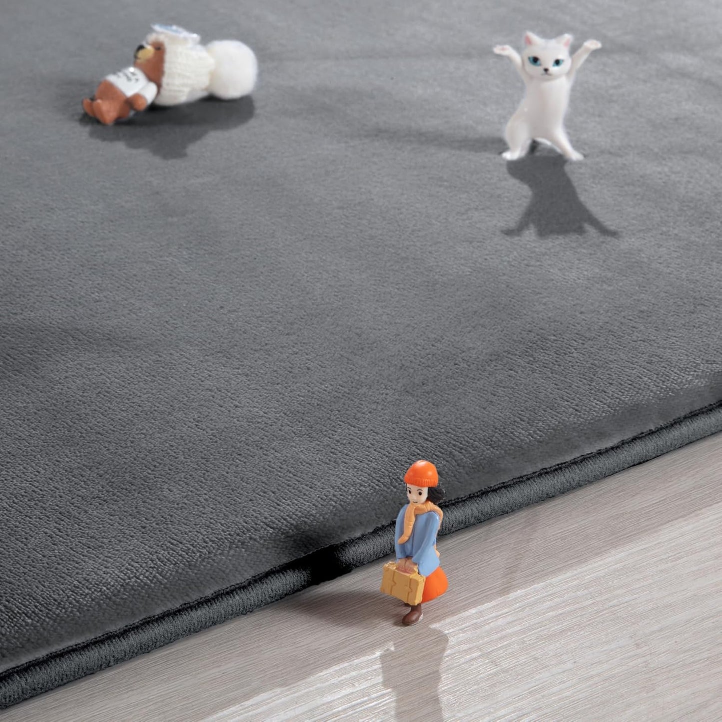 BALAPET Thick Memory Foam 50x50 Play Mat for Playpen, Super Soft Velvet Portable Baby Playpen Mat for Kids Toddler Crawling and Play, Non-Slip Bottom Playmat, Dark Grey