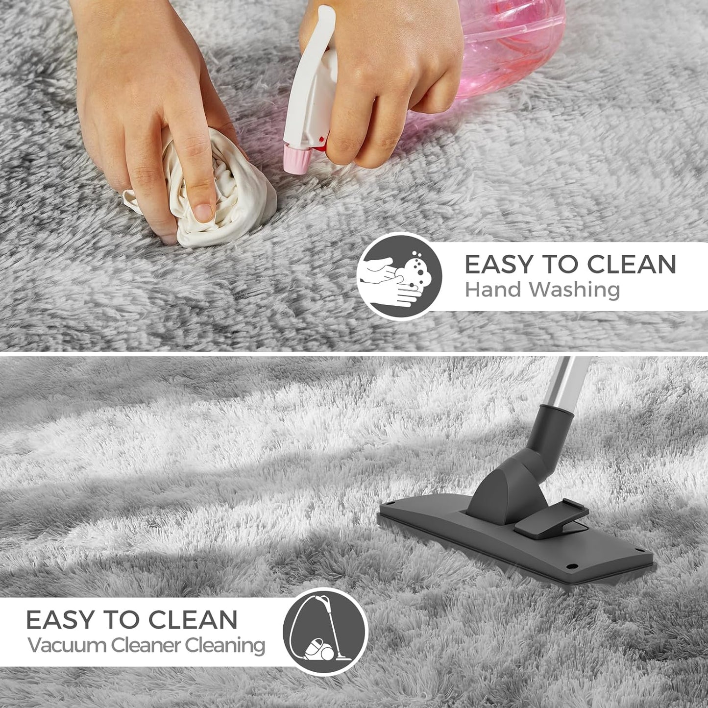 Ultra Soft Rug for Living Room, 4X6 Fluffy Shag Area Rug for Bedroom, Modern Shaggy Carpets Fuzzy Rug for Teens Dorm Nursery Home Decor Aesthetic, Upgrade Anti-Skid Durable, Tie-Dyed Light Grey