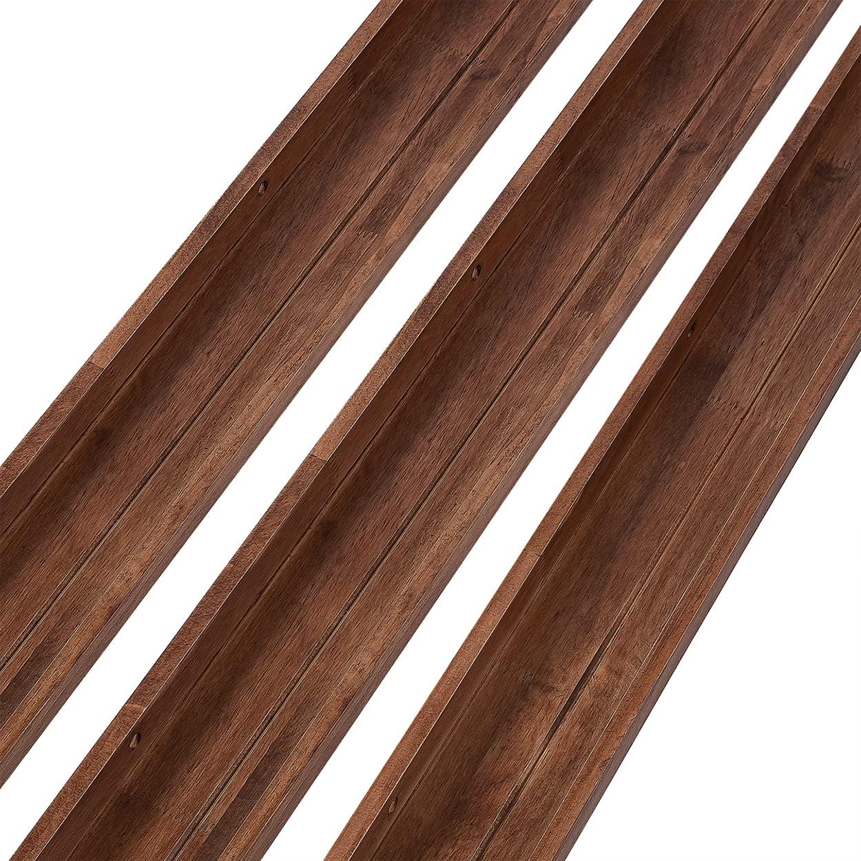36 Inch Picture Ledge Shelf Rustic Wall Mount Light Walnut Long Narrow Picture Shelves Storage for Books Toys Music Albums Green Plants-Photo Ledge Shelf Set of 3 Mounting Hardware Include