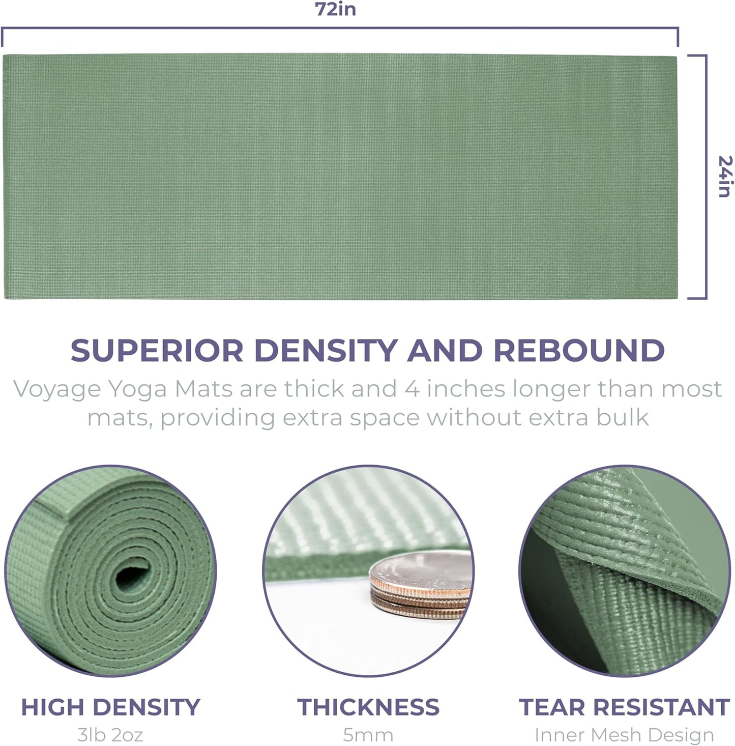 Sunshine Yoga Voyage Yoga Mat, 10 Pack, 72" x 24" Professional Studio and Gym Bulk Yoga Mats, 5mm Thick, Durable, Anti-Tear, Non Slip Fitness and Exercise Mats