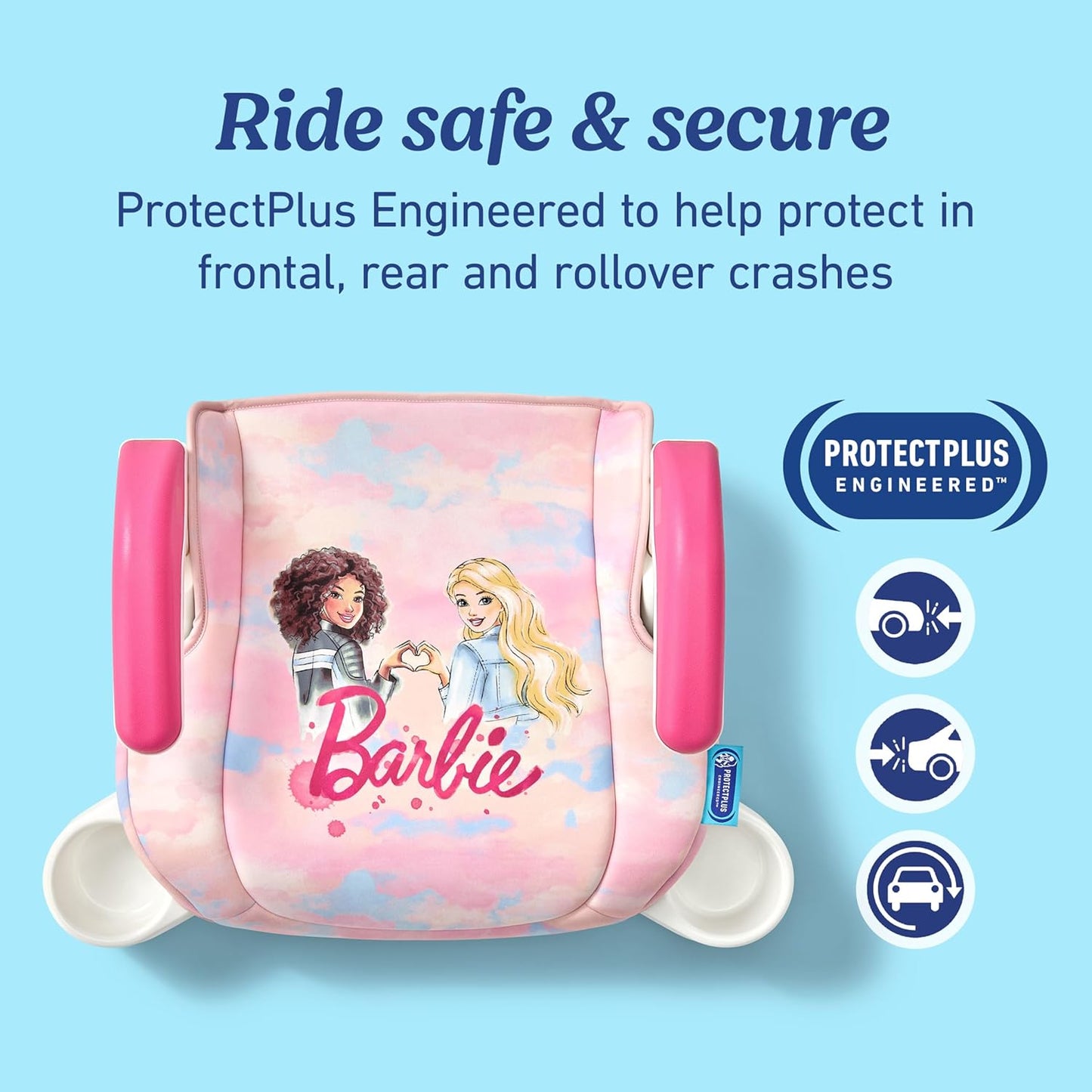 Graco TurboBooster 2.0 Backless Booster Car Seat, Barbie Paint, Travel Booster Seat for Children Ages 4-10, Weight 40-100 Pounds and Height up to 57 Inches